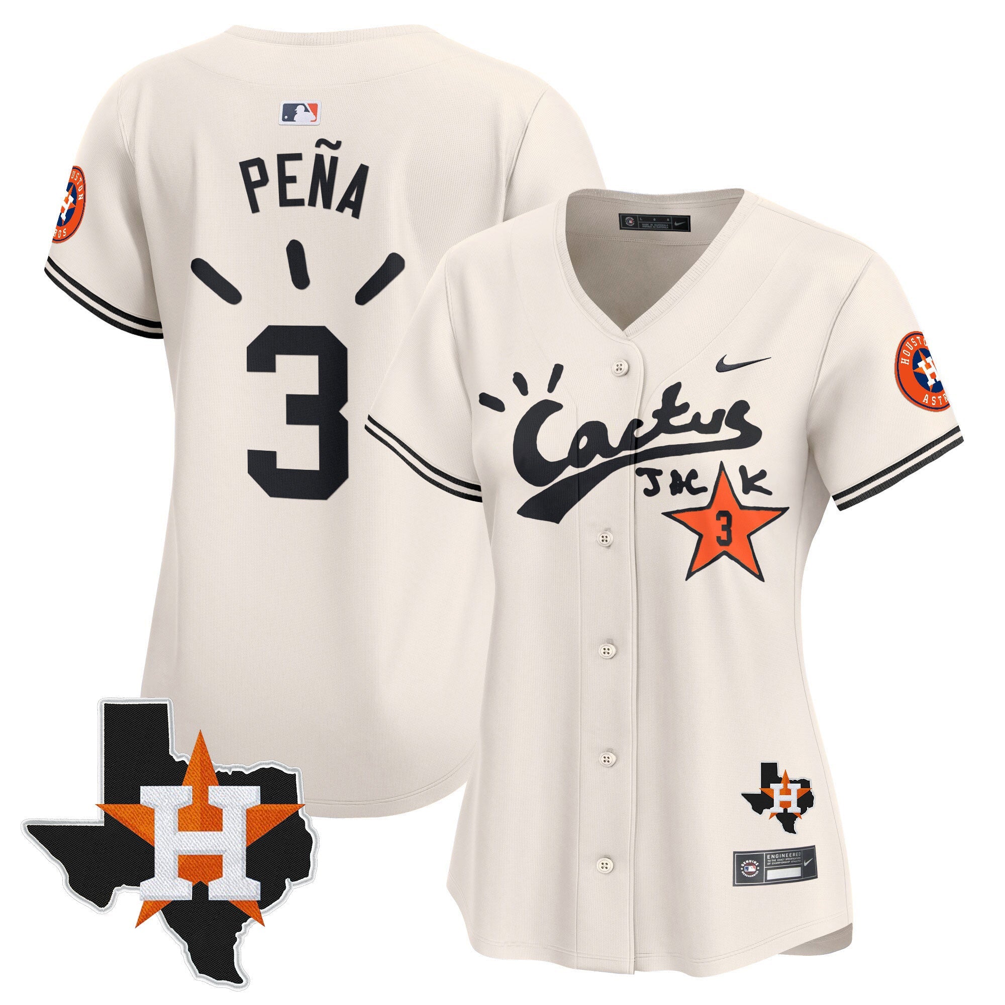 Women’s Houston Cactus Jack Patch Vapor Premier Limited Jersey V10 – Stitched