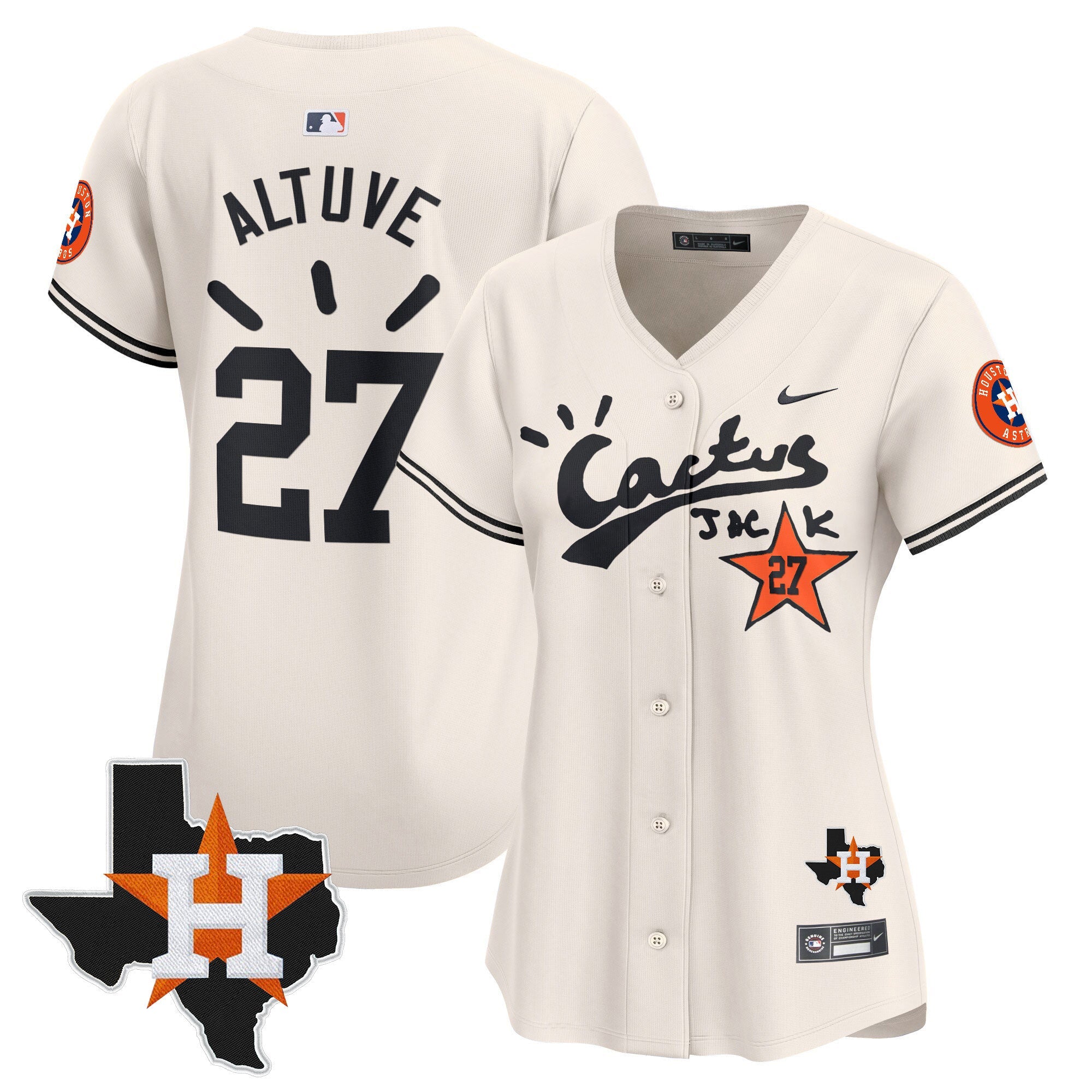 Women’s Houston Cactus Jack Patch Vapor Premier Limited Jersey V10 – Stitched