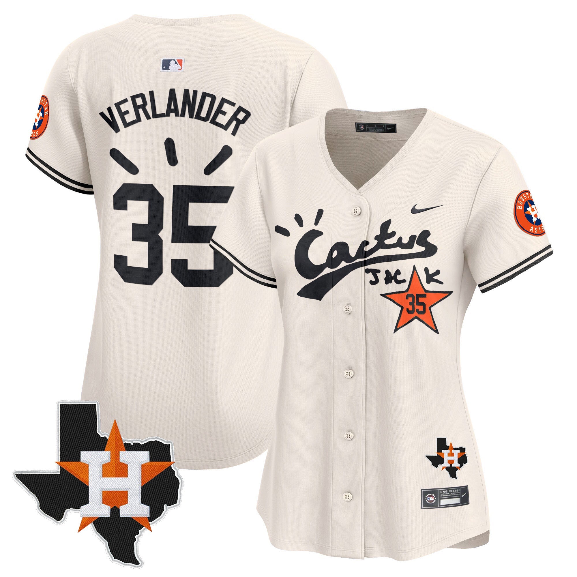 Women’s Houston Cactus Jack Patch Vapor Premier Limited Jersey V10 – Stitched