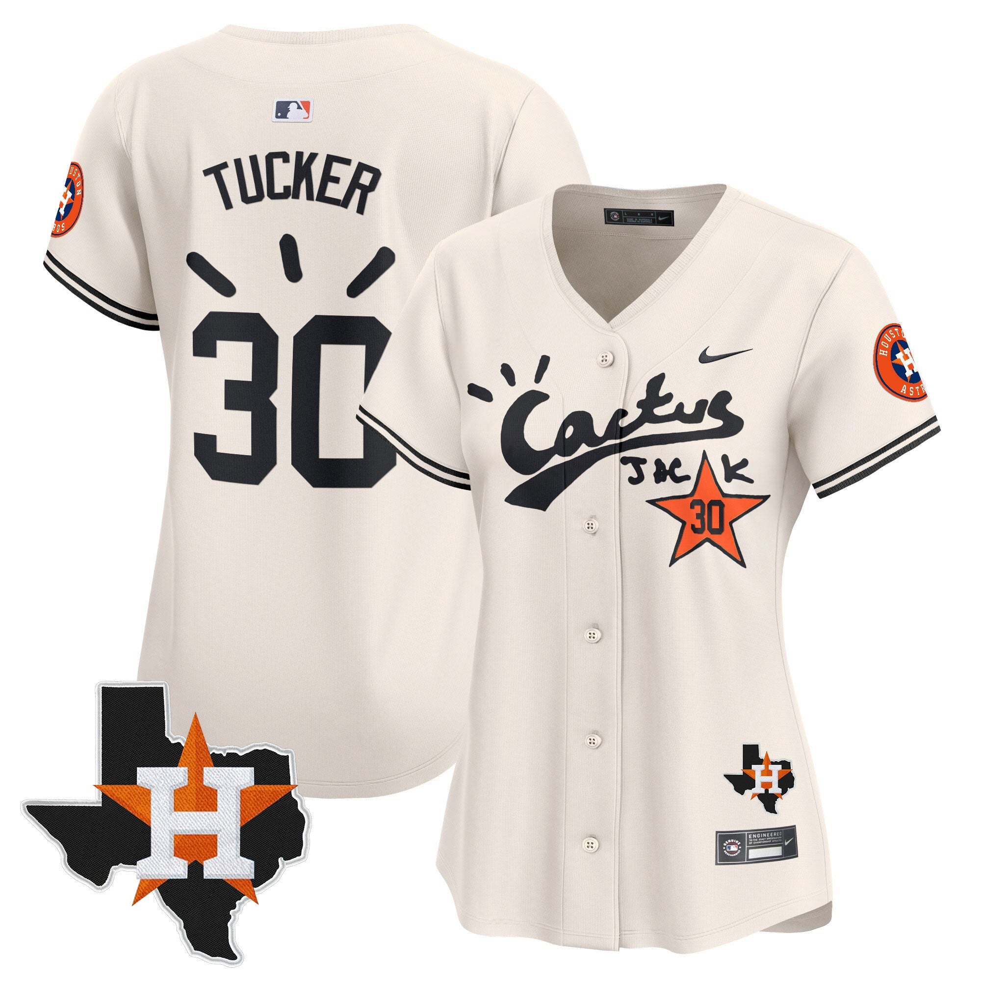 Women’s Houston Cactus Jack Patch Vapor Premier Limited Jersey V10 – Stitched