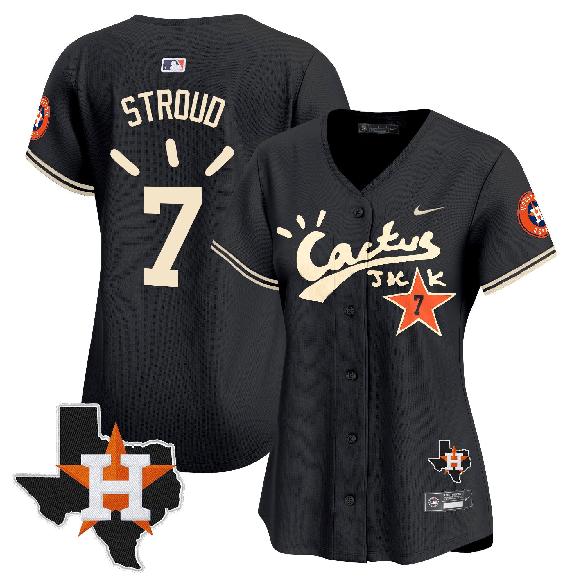 Women’s Houston Cactus Jack Patch Vapor Premier Limited Jersey V10 – Stitched
