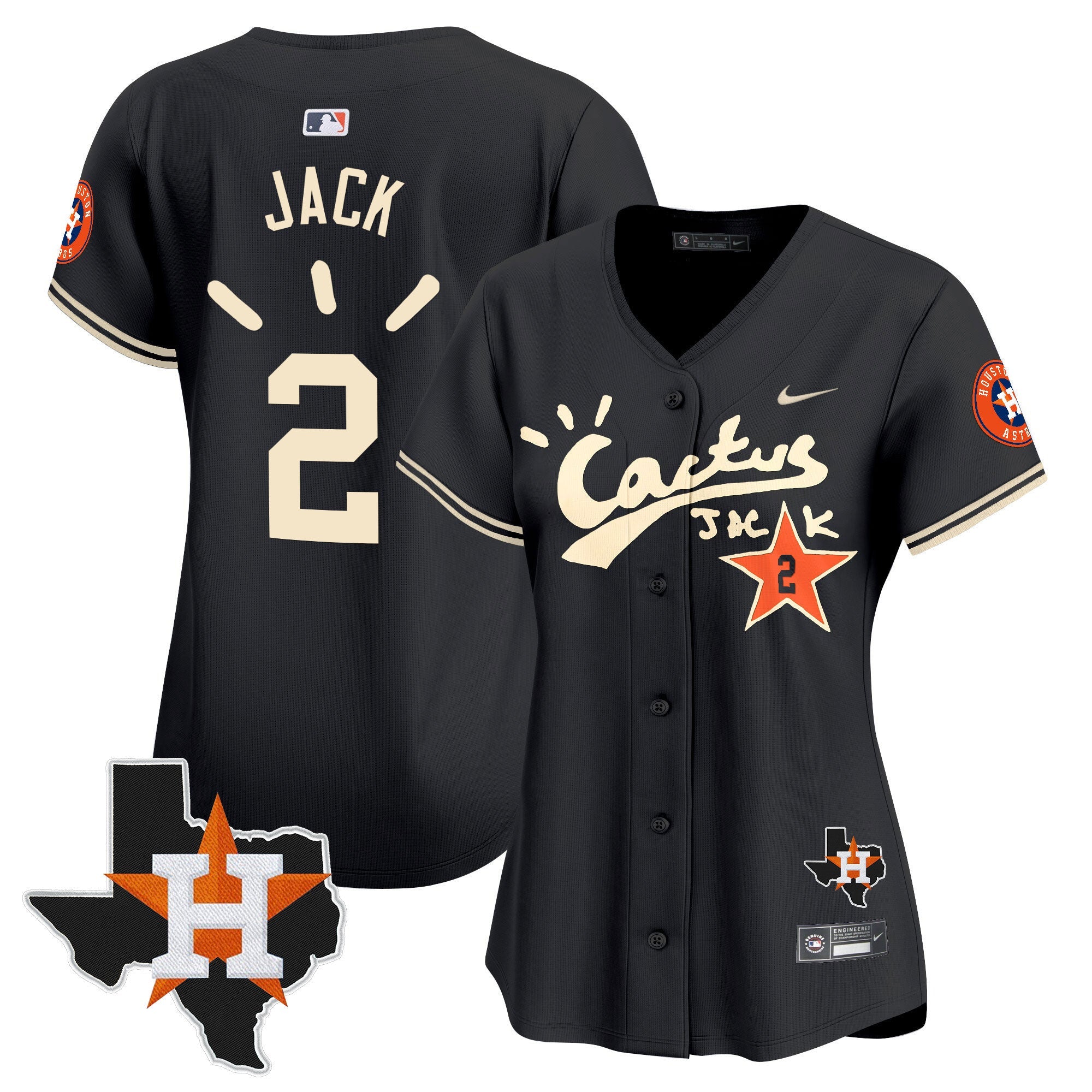 Women’s Houston Cactus Jack Patch Vapor Premier Limited Jersey V10 – Stitched