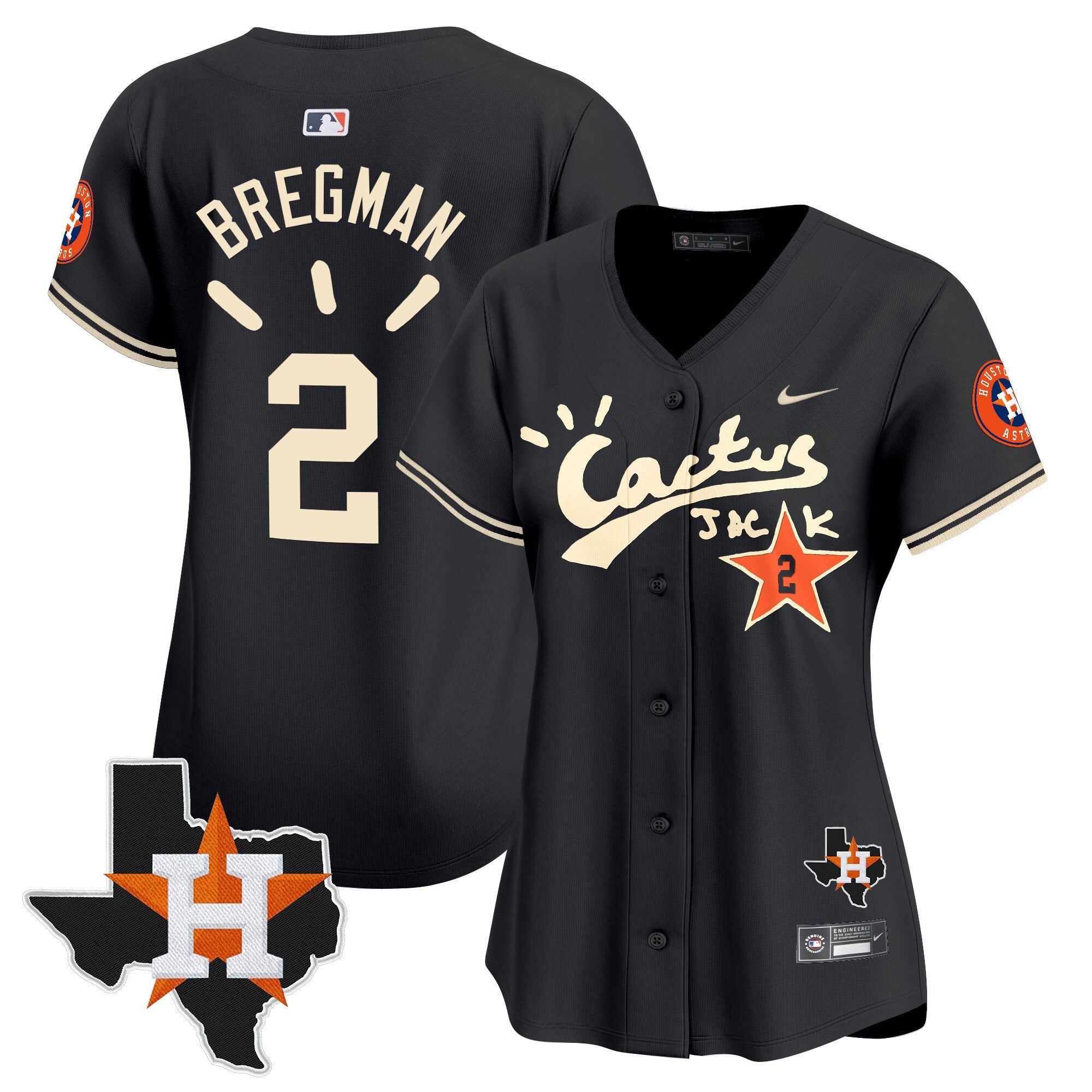Women’s Houston Cactus Jack Patch Vapor Premier Limited Jersey V10 – Stitched