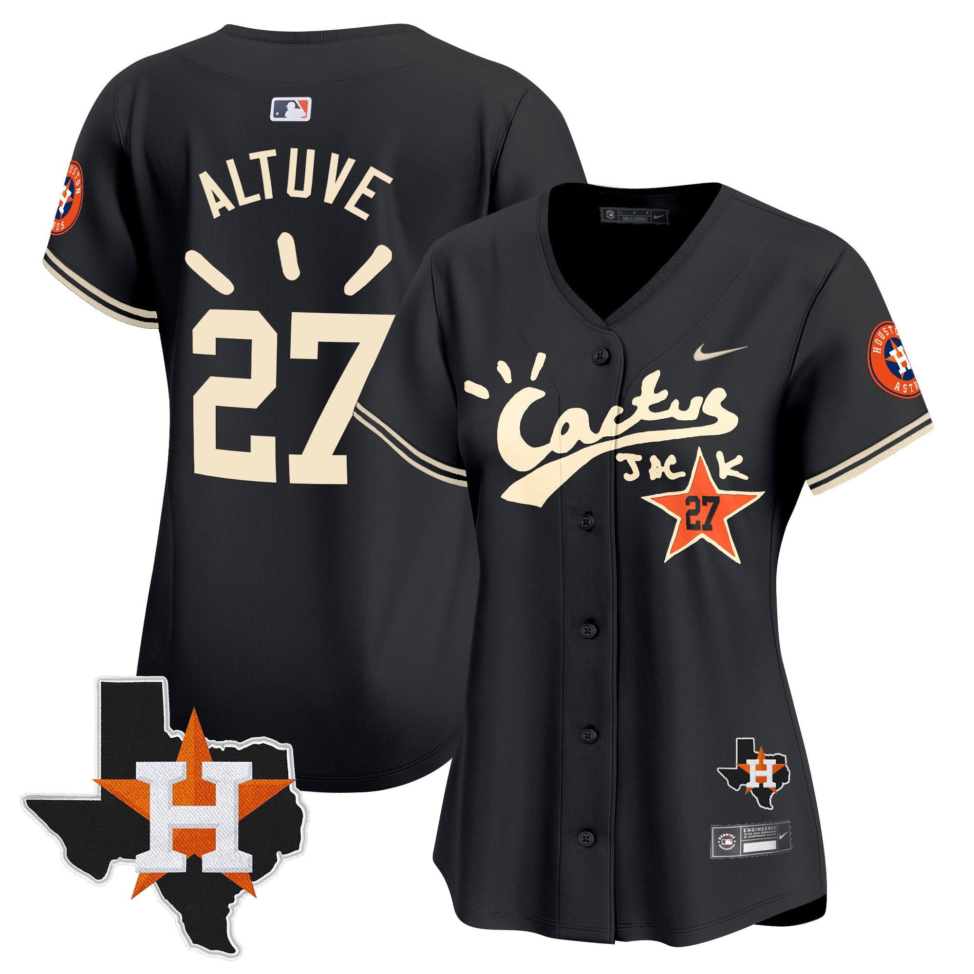 Women’s Houston Cactus Jack Patch Vapor Premier Limited Jersey V10 – Stitched