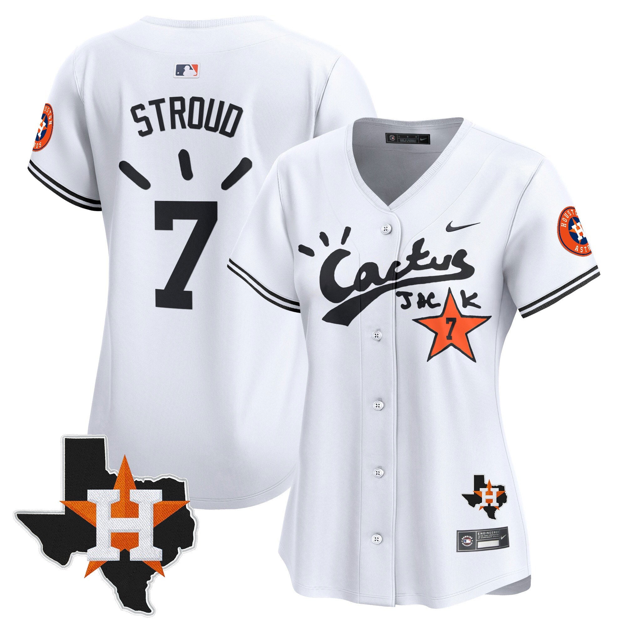 Women’s Houston Cactus Jack Patch Vapor Premier Limited Jersey V10 – Stitched