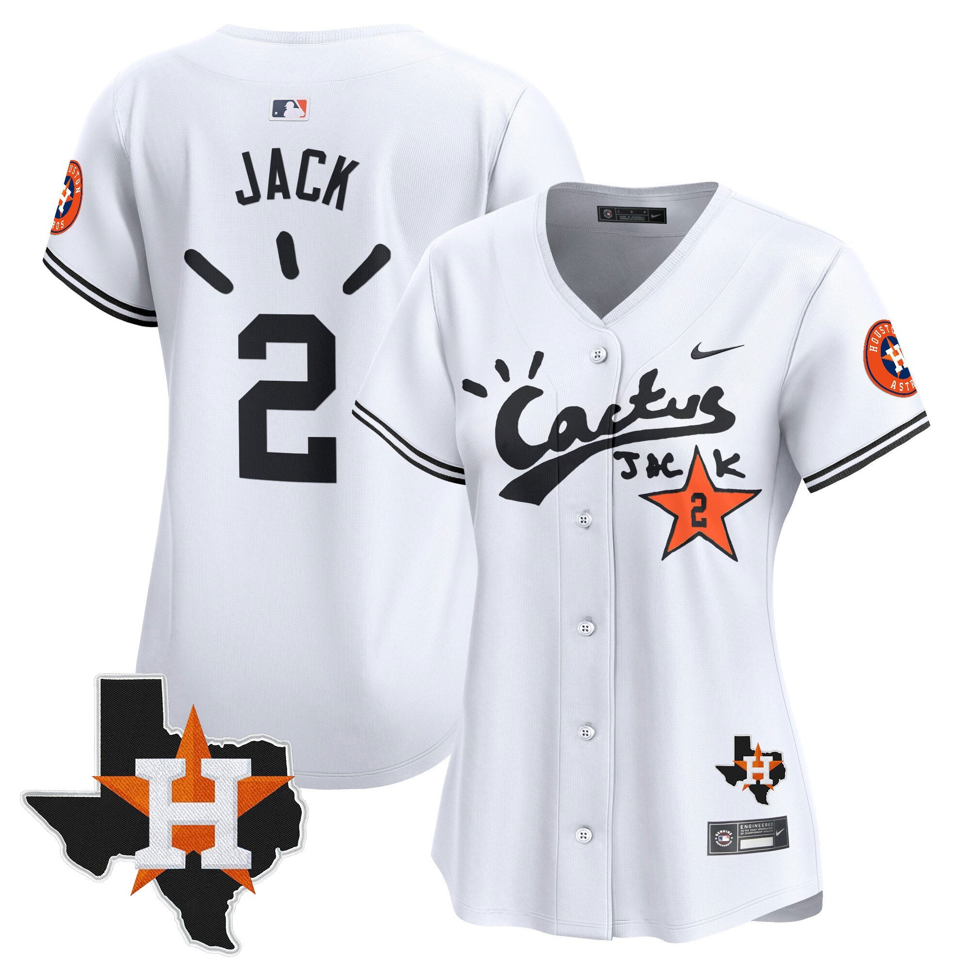 Women’s Houston Cactus Jack Patch Vapor Premier Limited Jersey V10 – Stitched