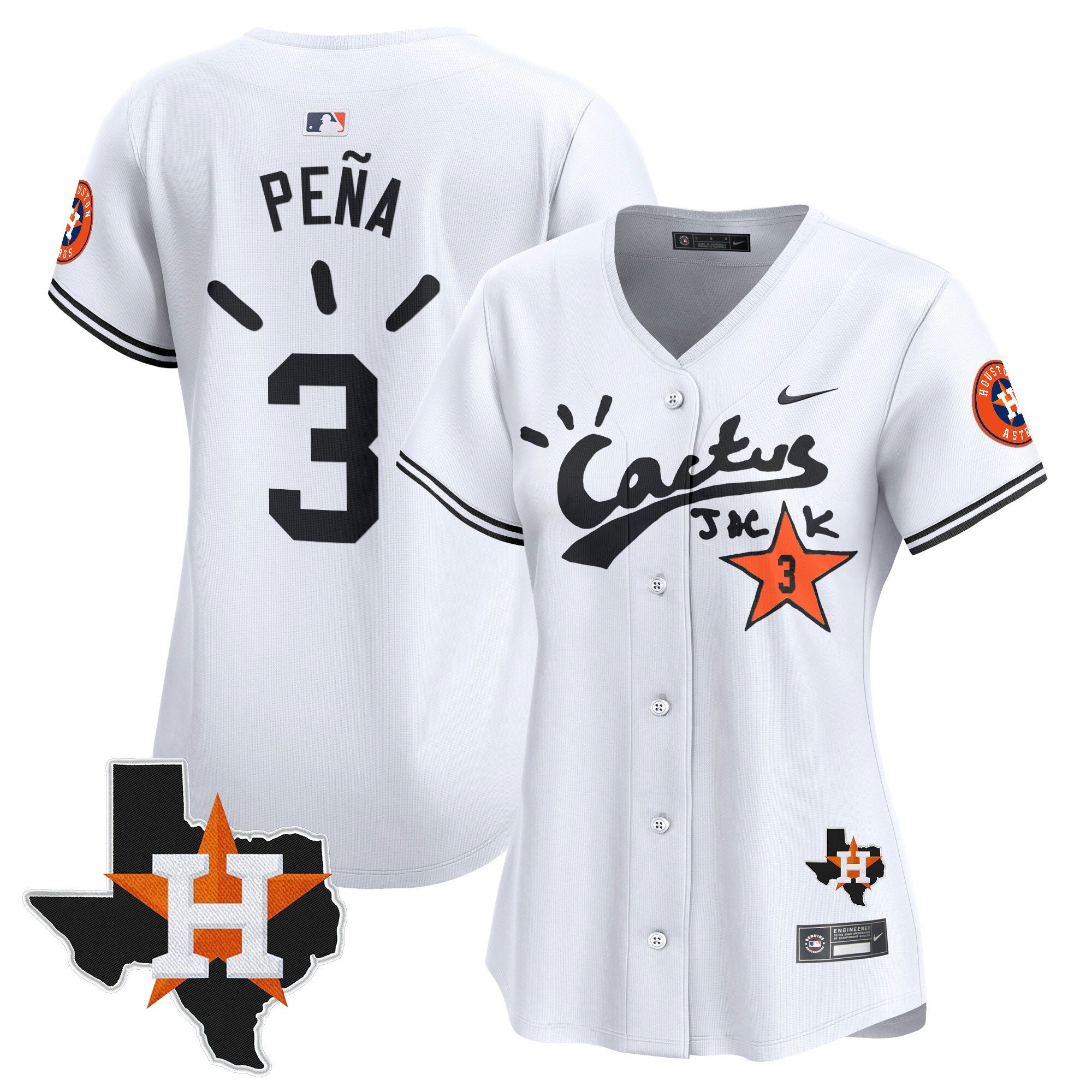 Women’s Houston Cactus Jack Patch Vapor Premier Limited Jersey V10 – Stitched