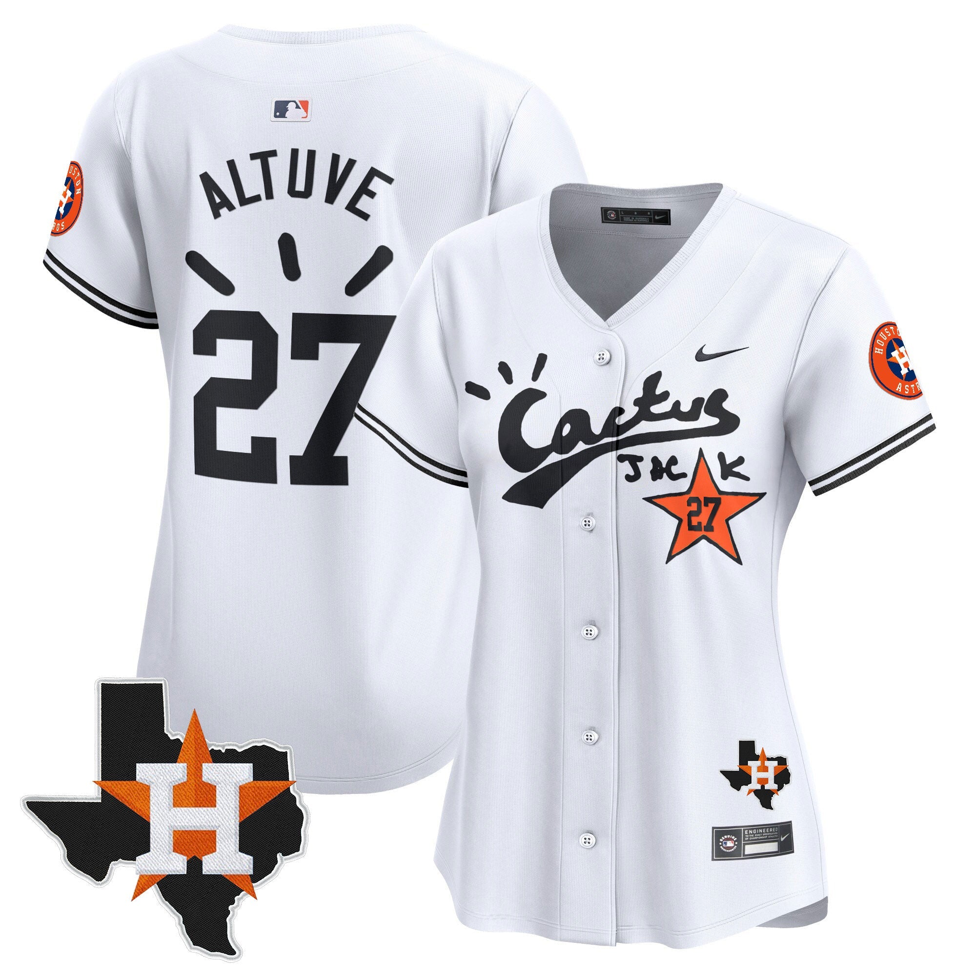 Women’s Houston Cactus Jack Patch Vapor Premier Limited Jersey V10 – Stitched