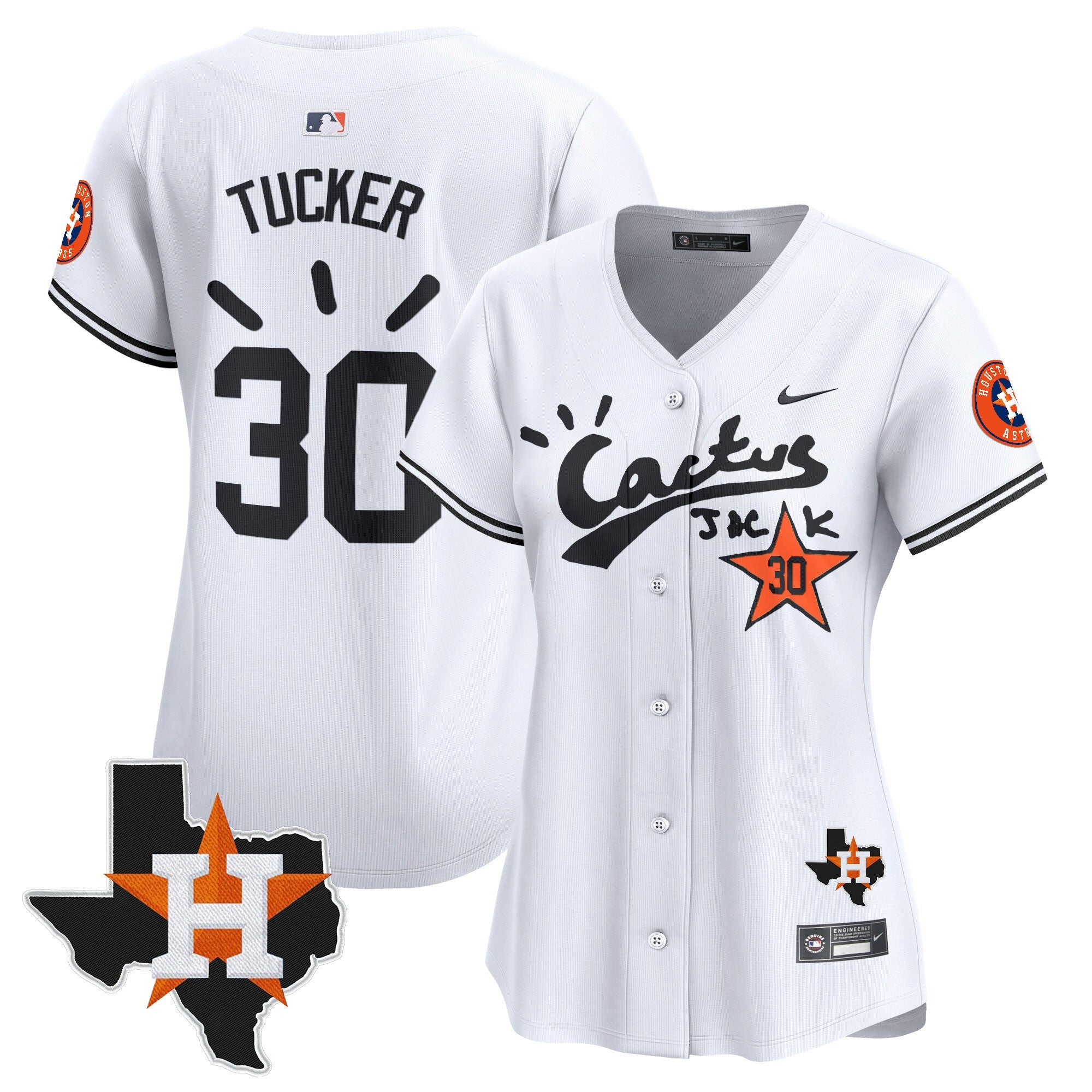 Women’s Houston Cactus Jack Patch Vapor Premier Limited Jersey V10 – Stitched