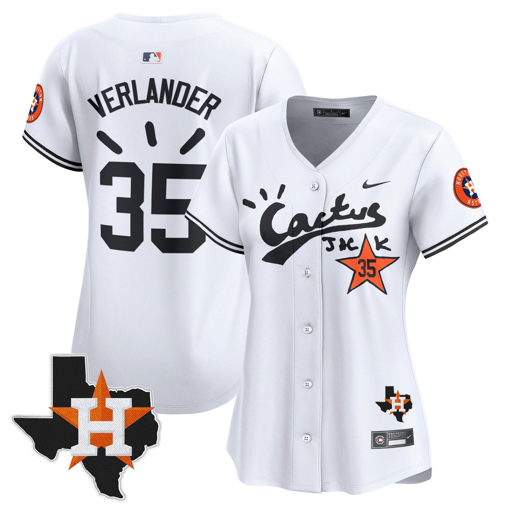 Women’s Houston Cactus Jack Patch Vapor Premier Limited Jersey V10 – Stitched
