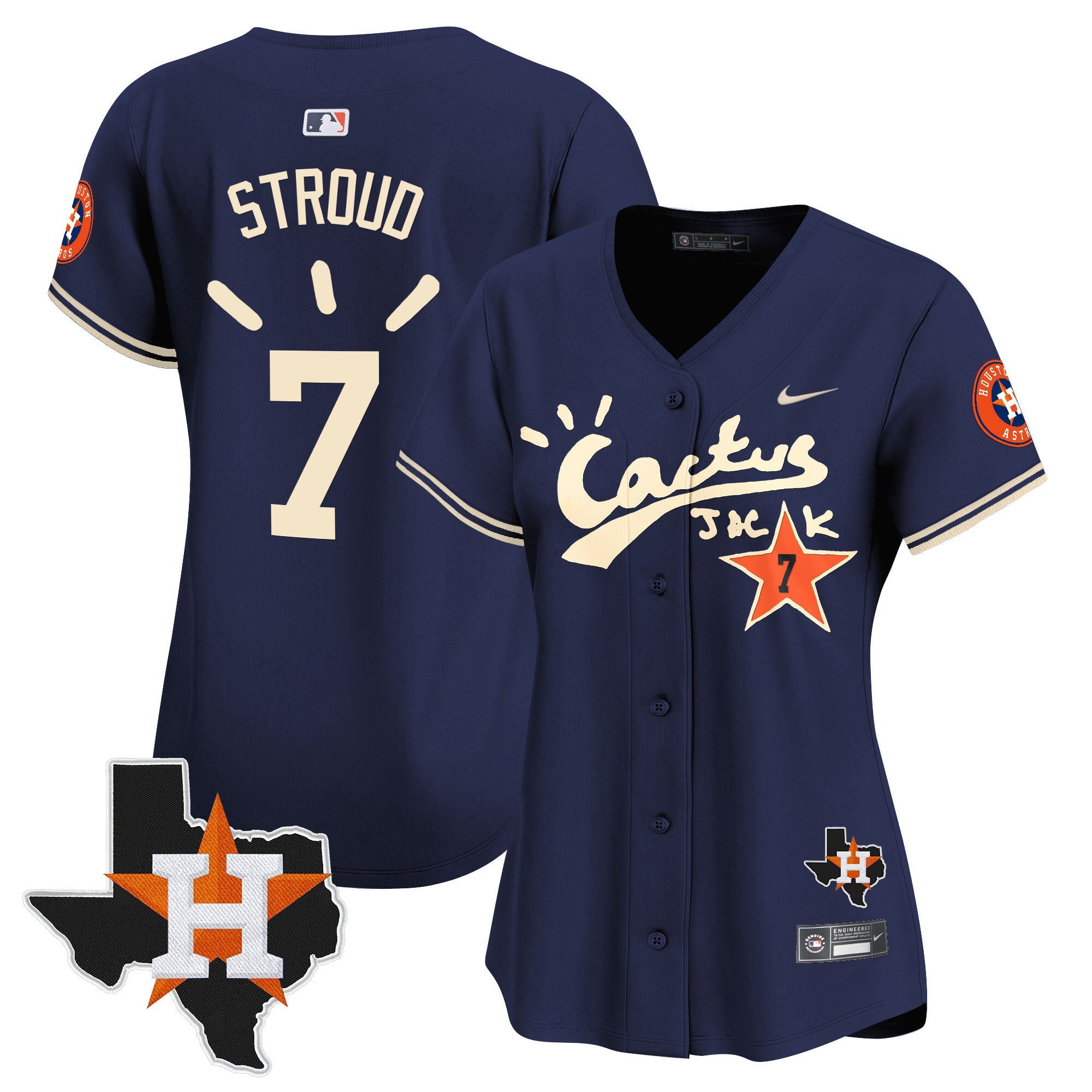 Women’s Houston Cactus Jack Patch Vapor Premier Limited Jersey V10 – Stitched
