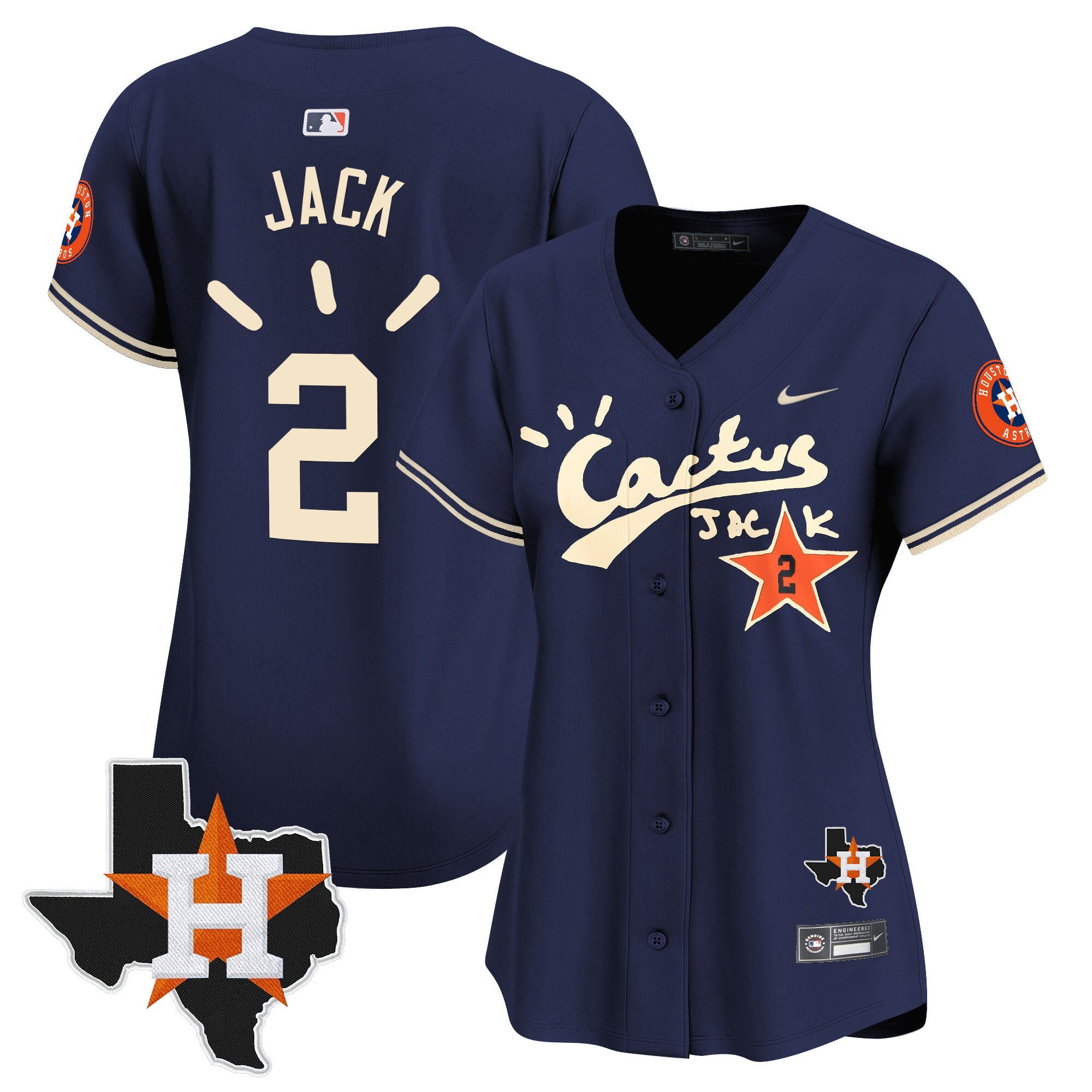Women’s Houston Cactus Jack Patch Vapor Premier Limited Jersey V10 – Stitched