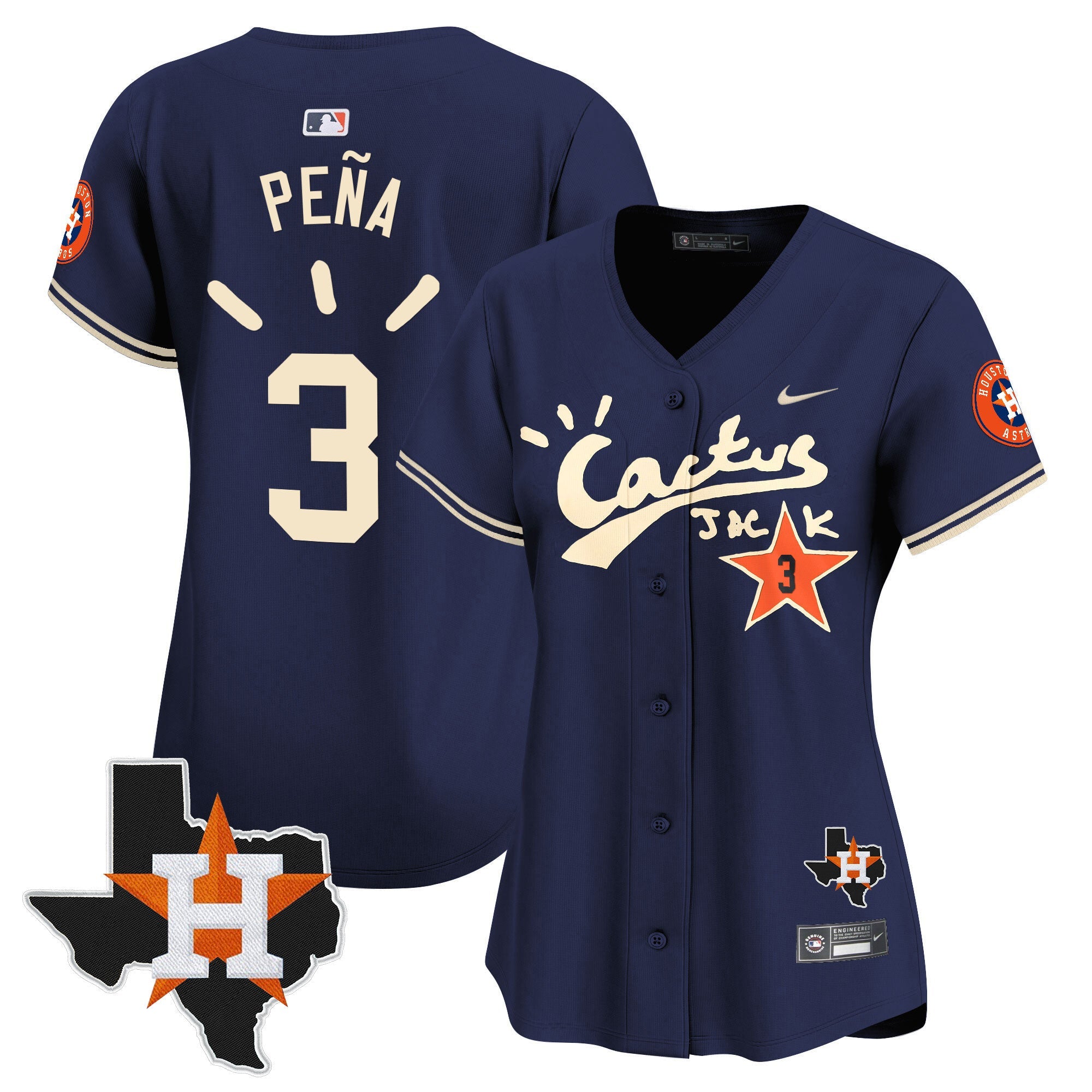 Women’s Houston Cactus Jack Patch Vapor Premier Limited Jersey V10 – Stitched