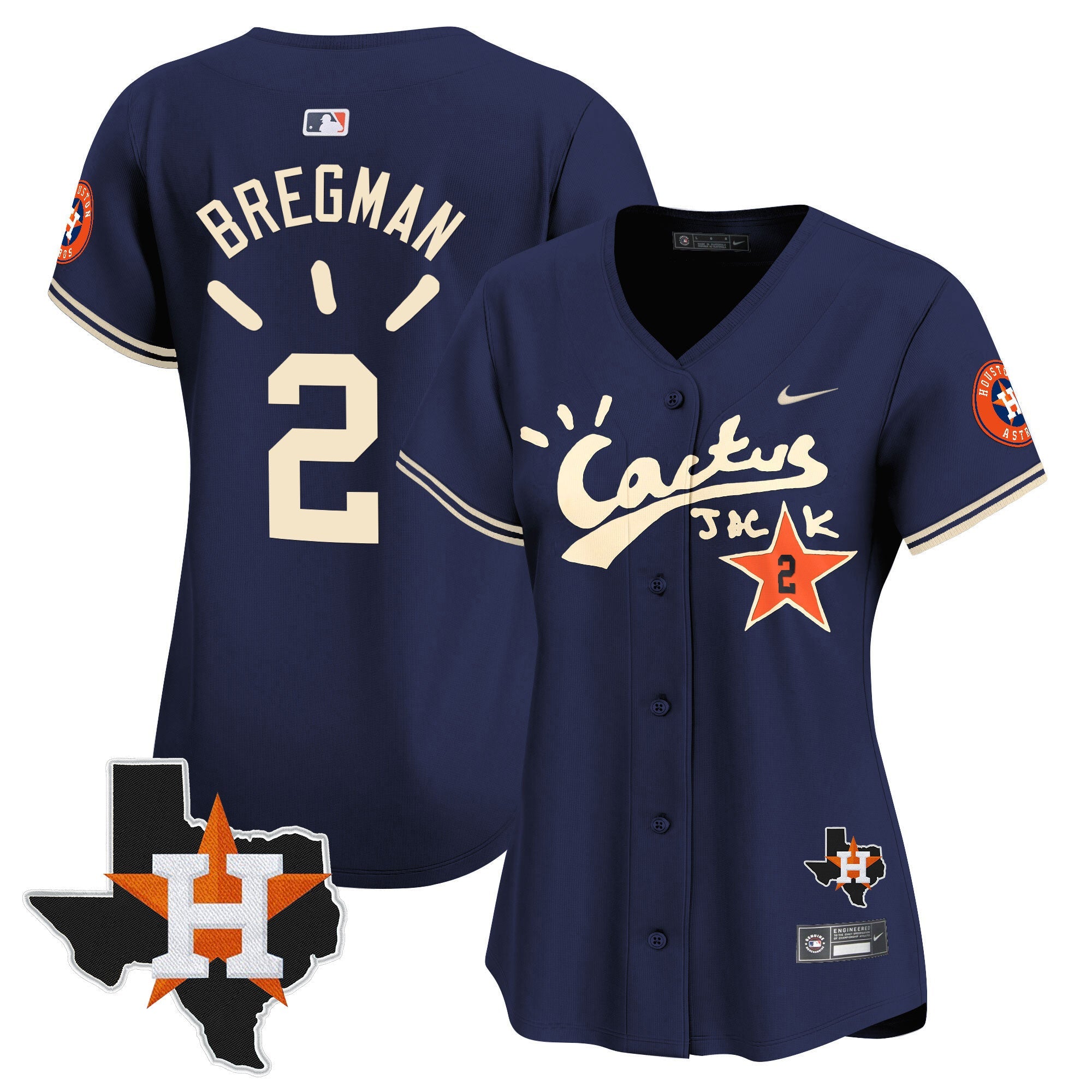 Women’s Houston Cactus Jack Patch Vapor Premier Limited Jersey V10 – Stitched