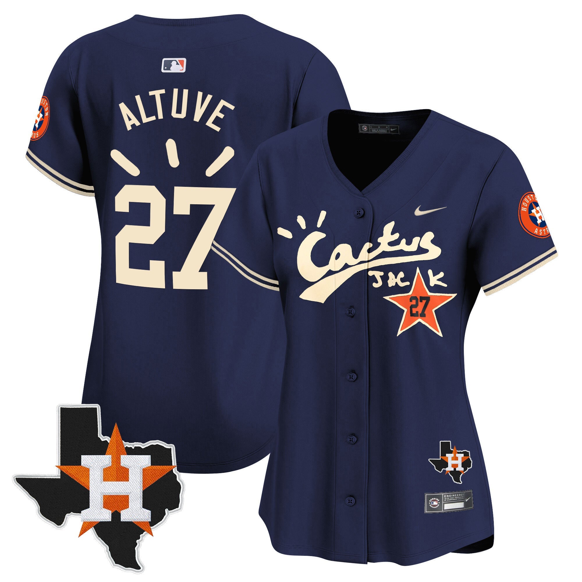 Women’s Houston Cactus Jack Patch Vapor Premier Limited Jersey V10 – Stitched