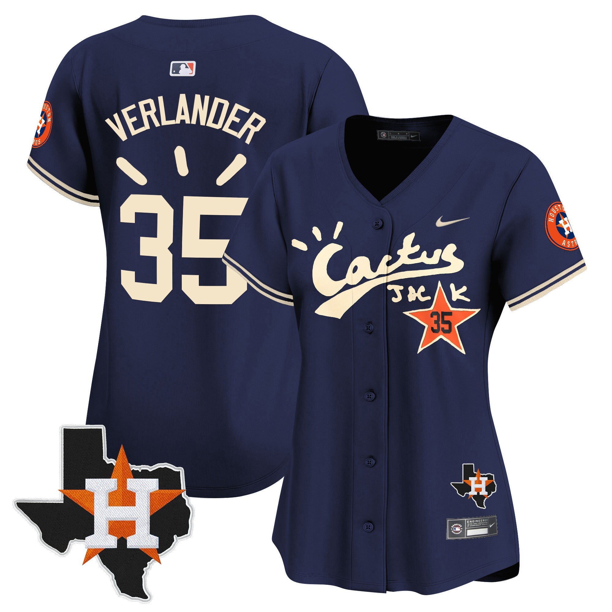 Women’s Houston Cactus Jack Patch Vapor Premier Limited Jersey V10 – Stitched
