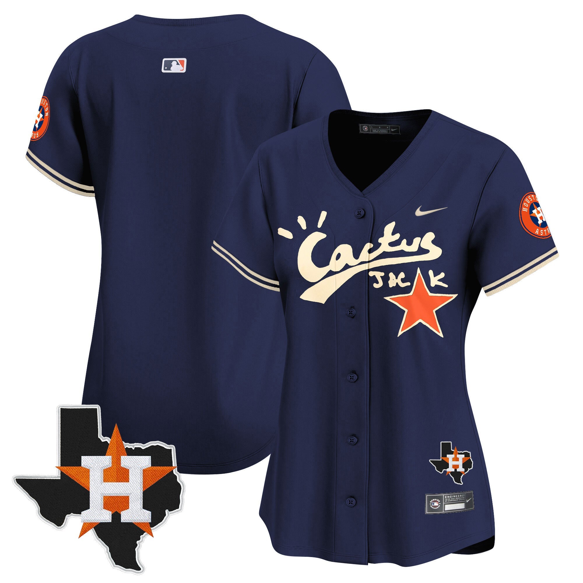 Women’s Houston Cactus Jack Patch Vapor Premier Limited Jersey V10 – Stitched
