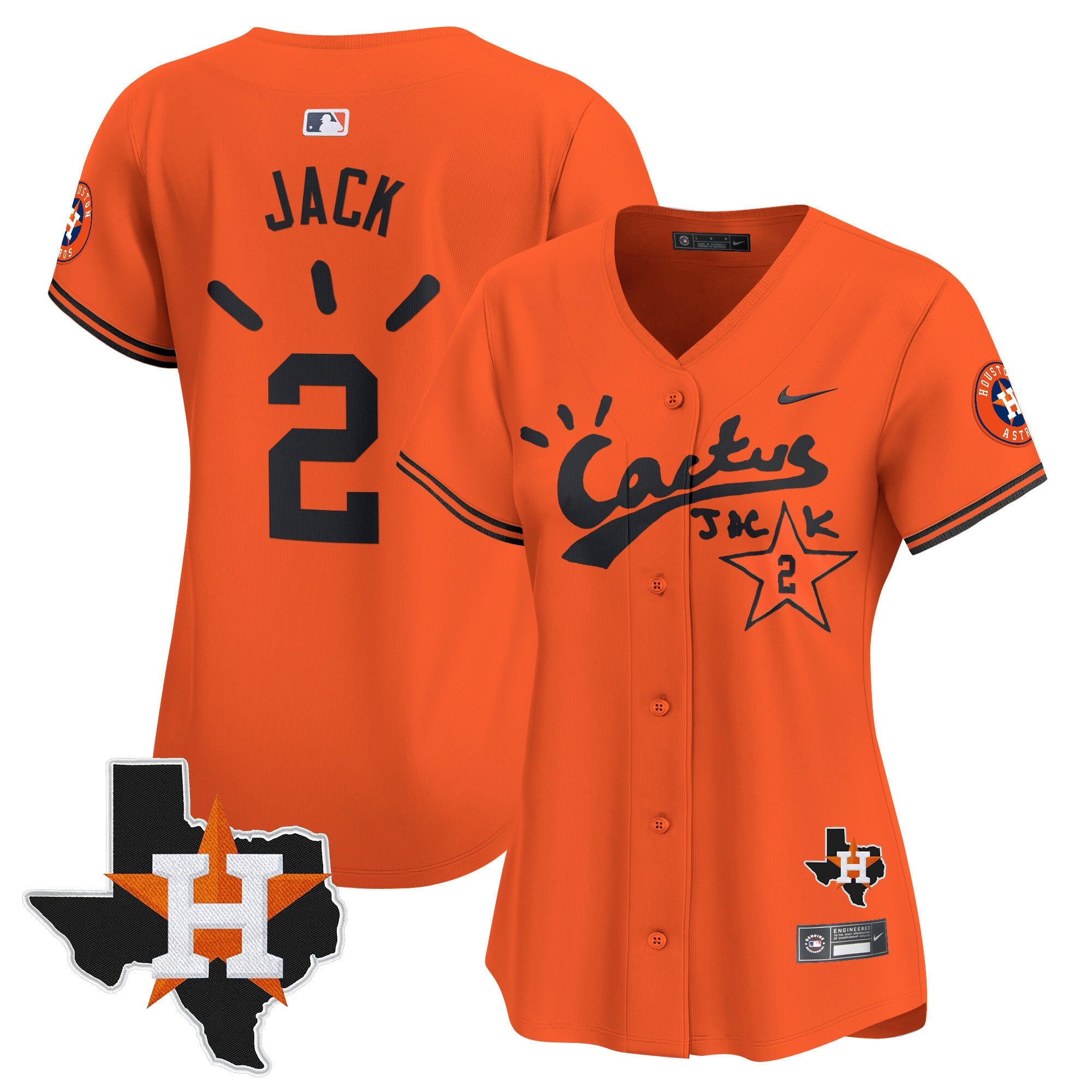 Women’s Houston Cactus Jack Patch Vapor Premier Limited Jersey V10 – Stitched