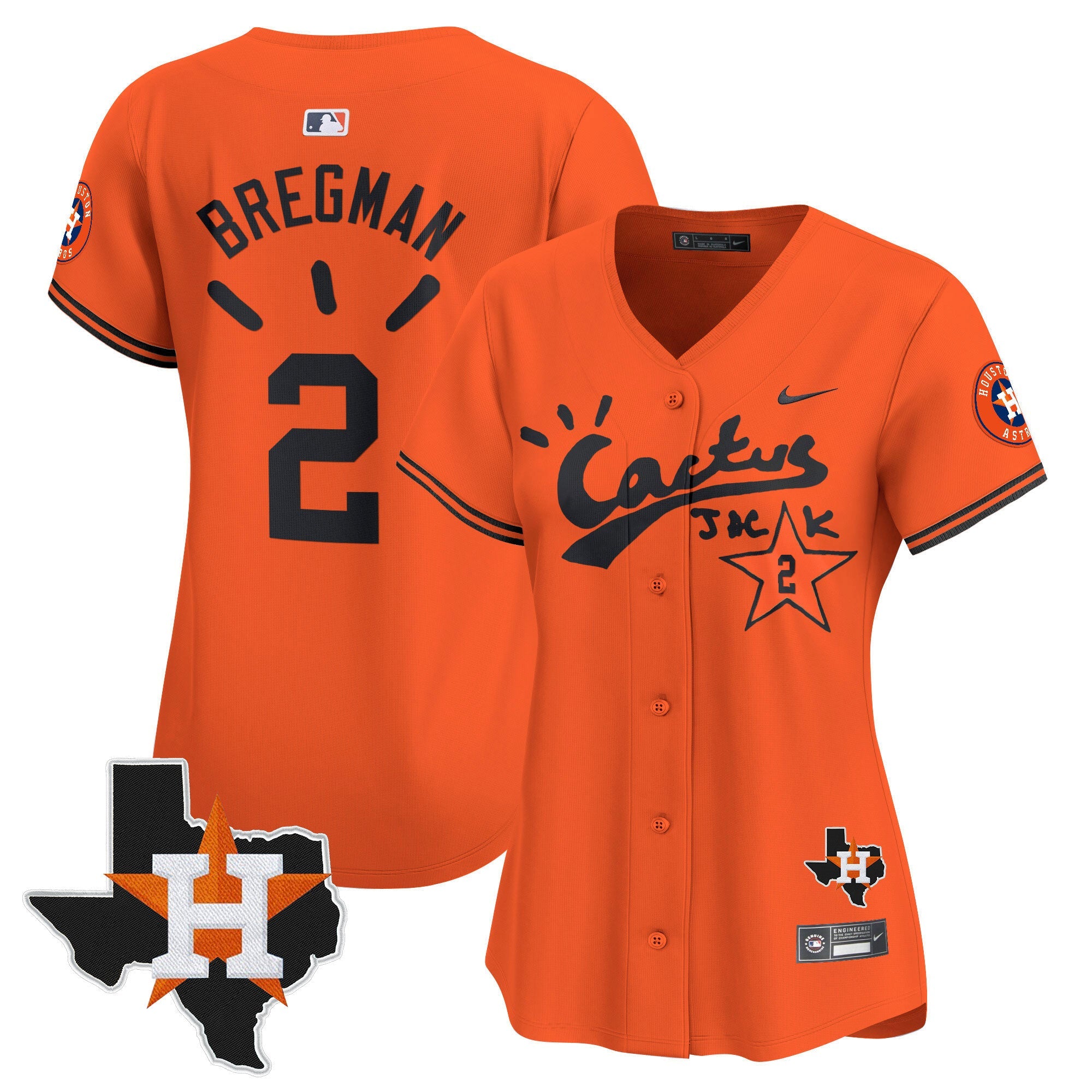 Women’s Houston Cactus Jack Patch Vapor Premier Limited Jersey V10 – Stitched