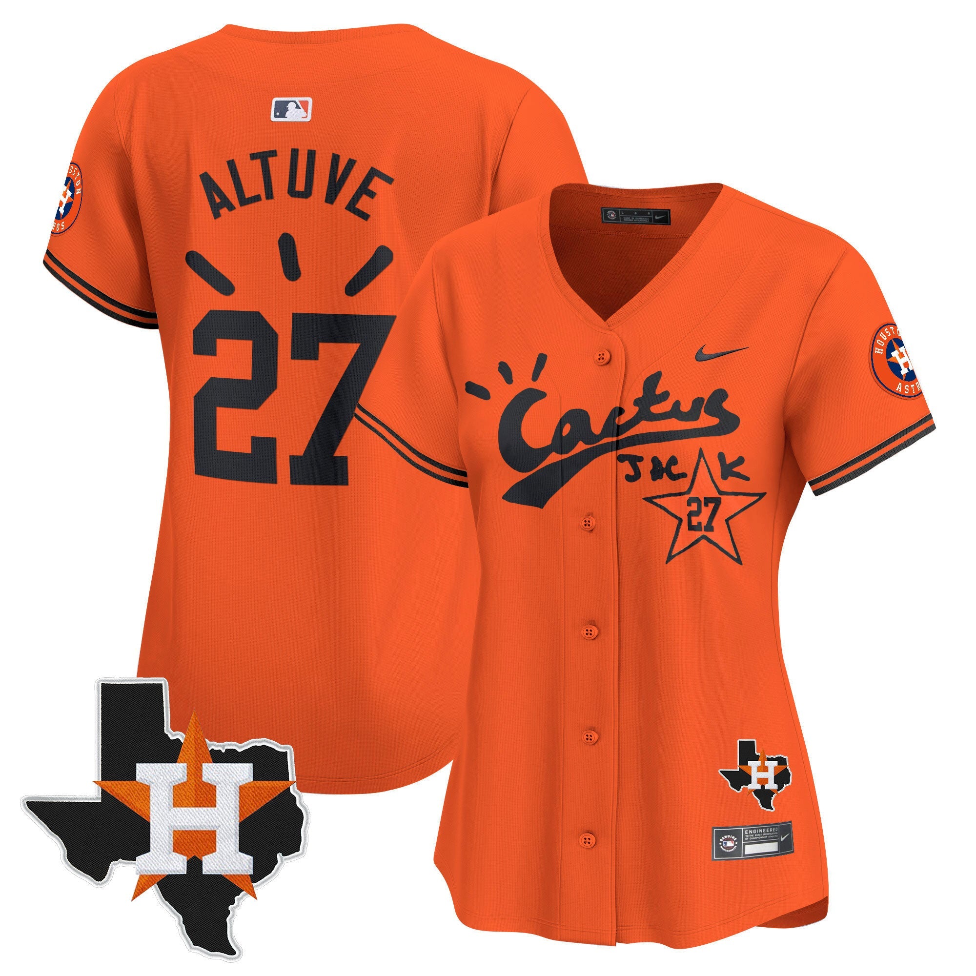 Women’s Houston Cactus Jack Patch Vapor Premier Limited Jersey V10 – Stitched