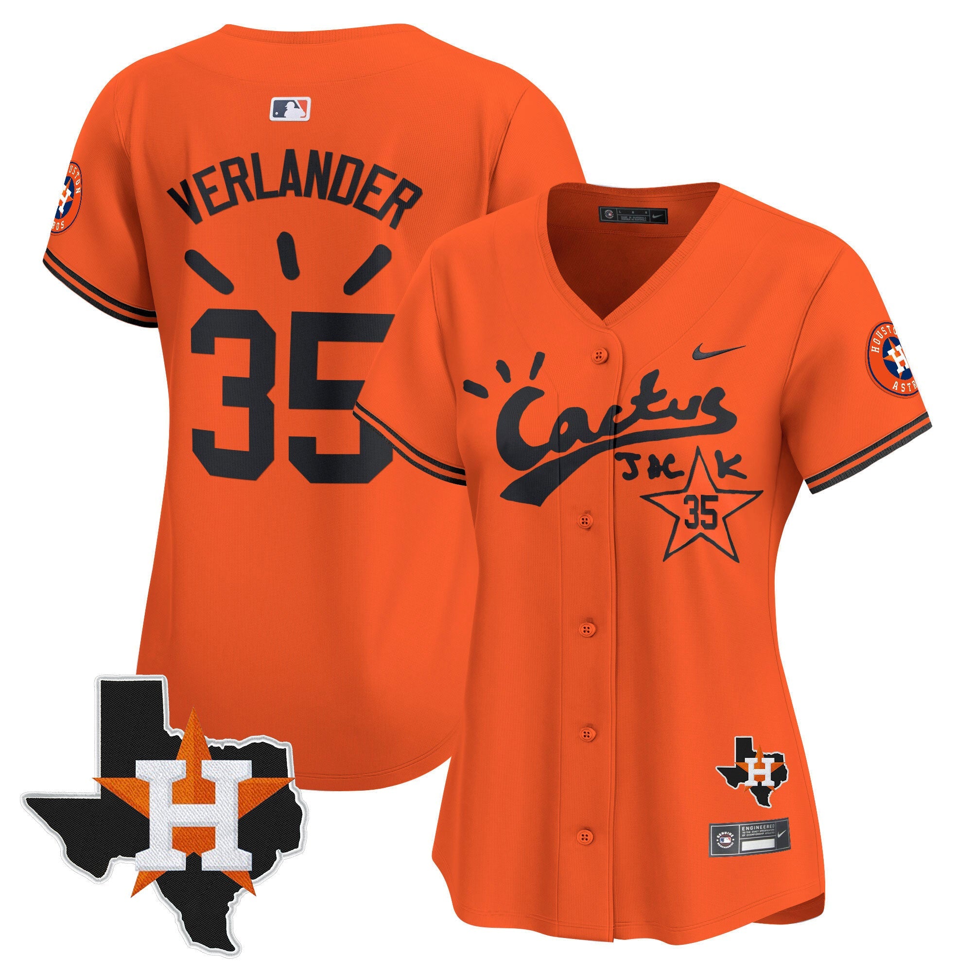 Women’s Houston Cactus Jack Patch Vapor Premier Limited Jersey V10 – Stitched