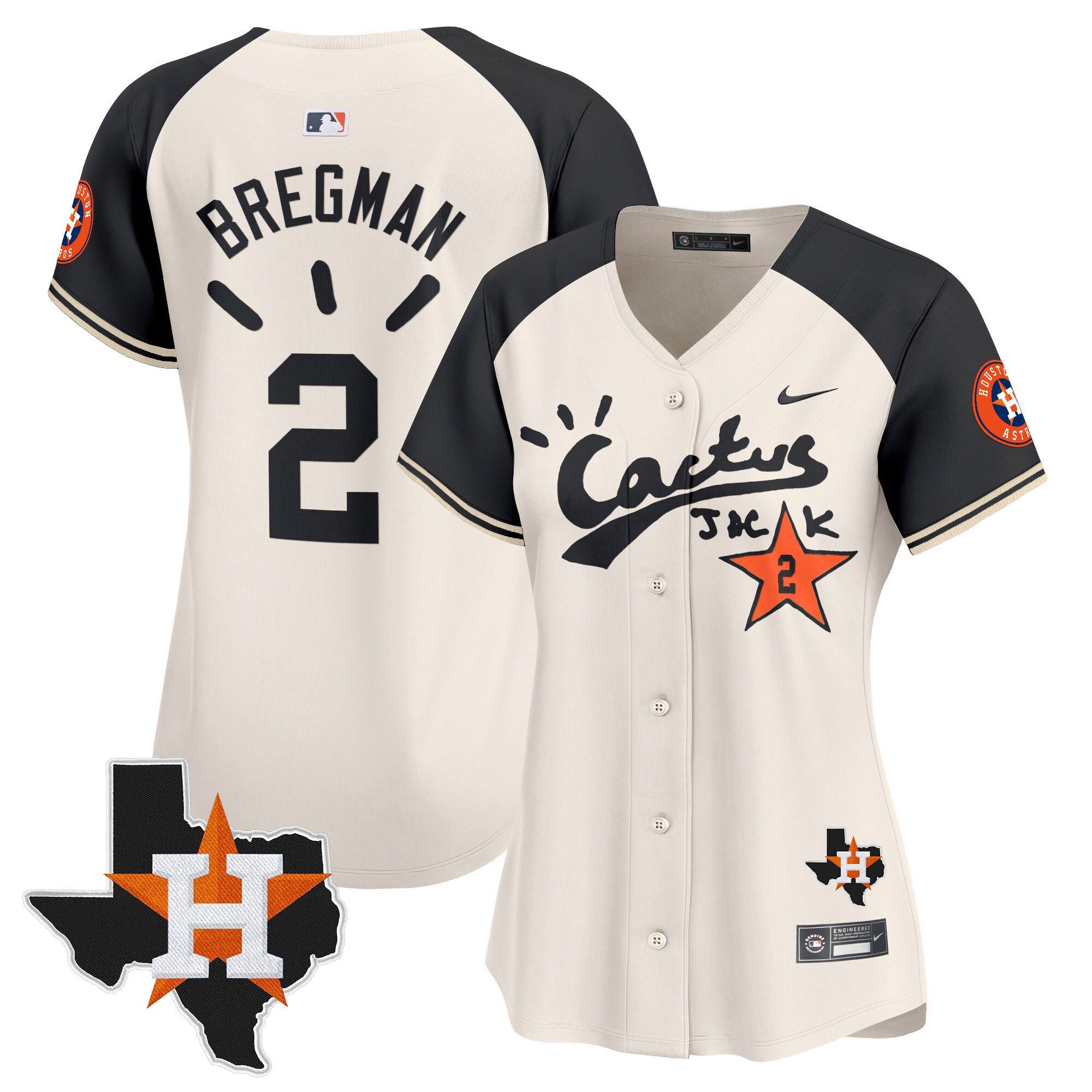 Women’s Houston Cactus Jack Patch Vapor Premier Limited Jersey V10 – Stitched