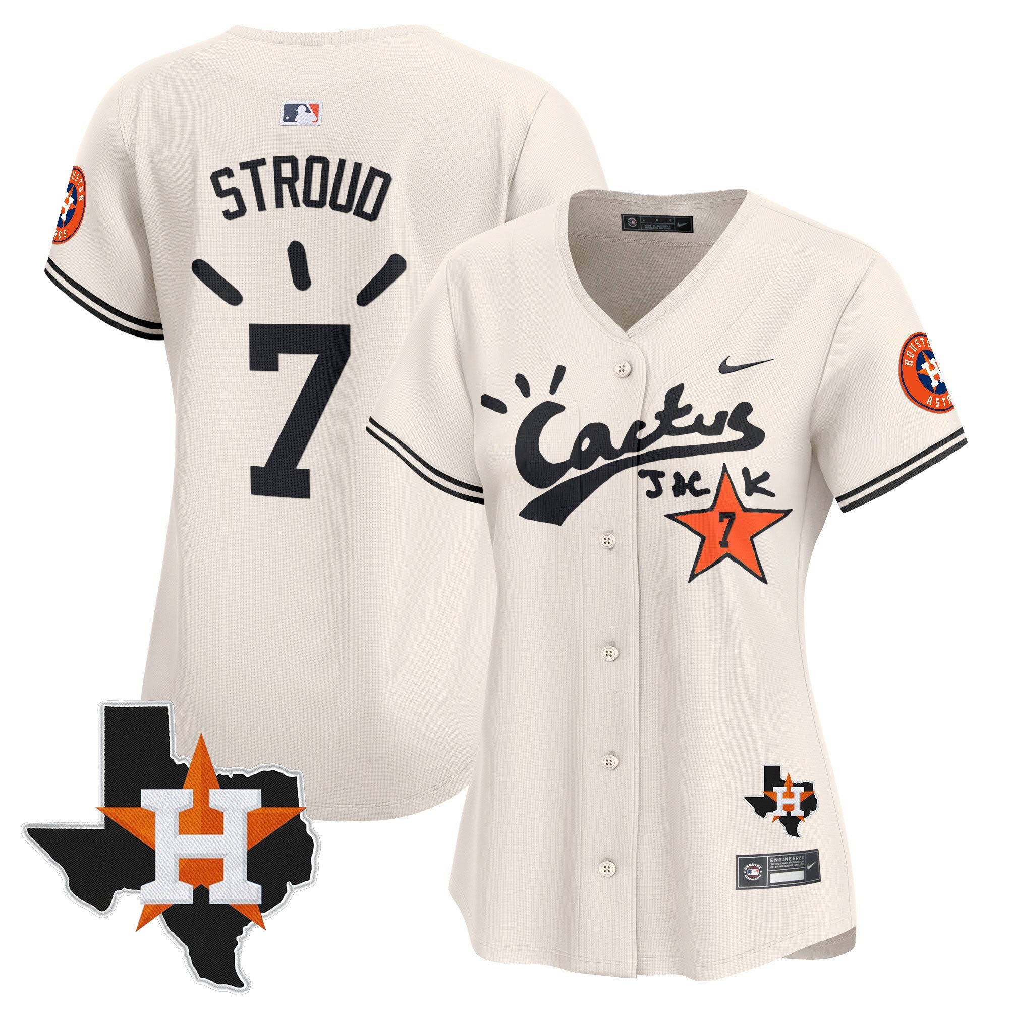Women’s Houston Cactus Jack Patch Vapor Premier Limited Jersey V10 – Stitched