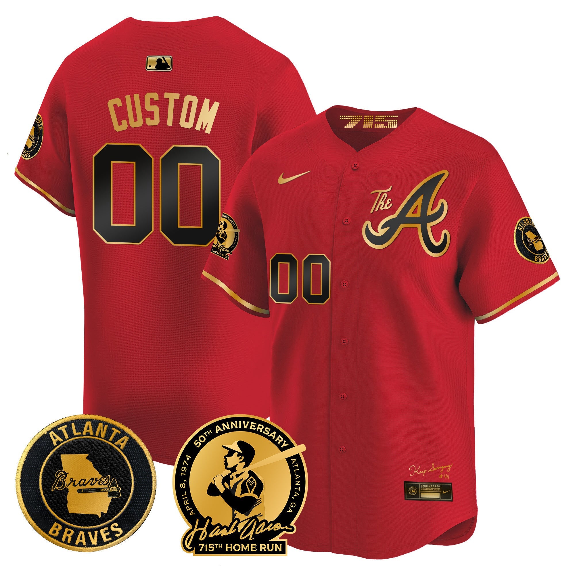 Atlanta Hank Aaron 715th Home Run Patch Vapor Premier Limited Custom Jersey V2