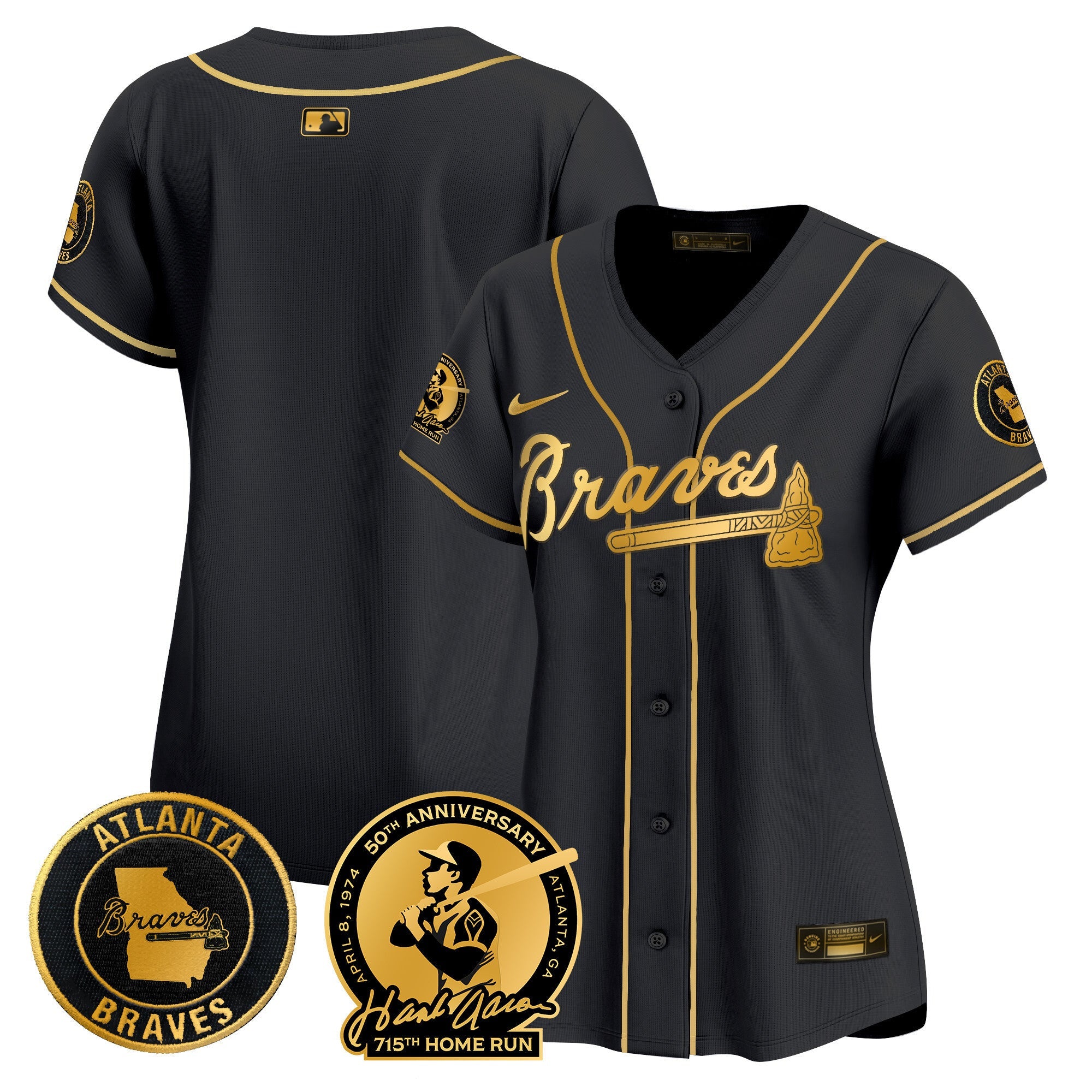 Women’s Atlanta Hank Aaron 715th Home Run Patch Vapor Premier Limited Jersey