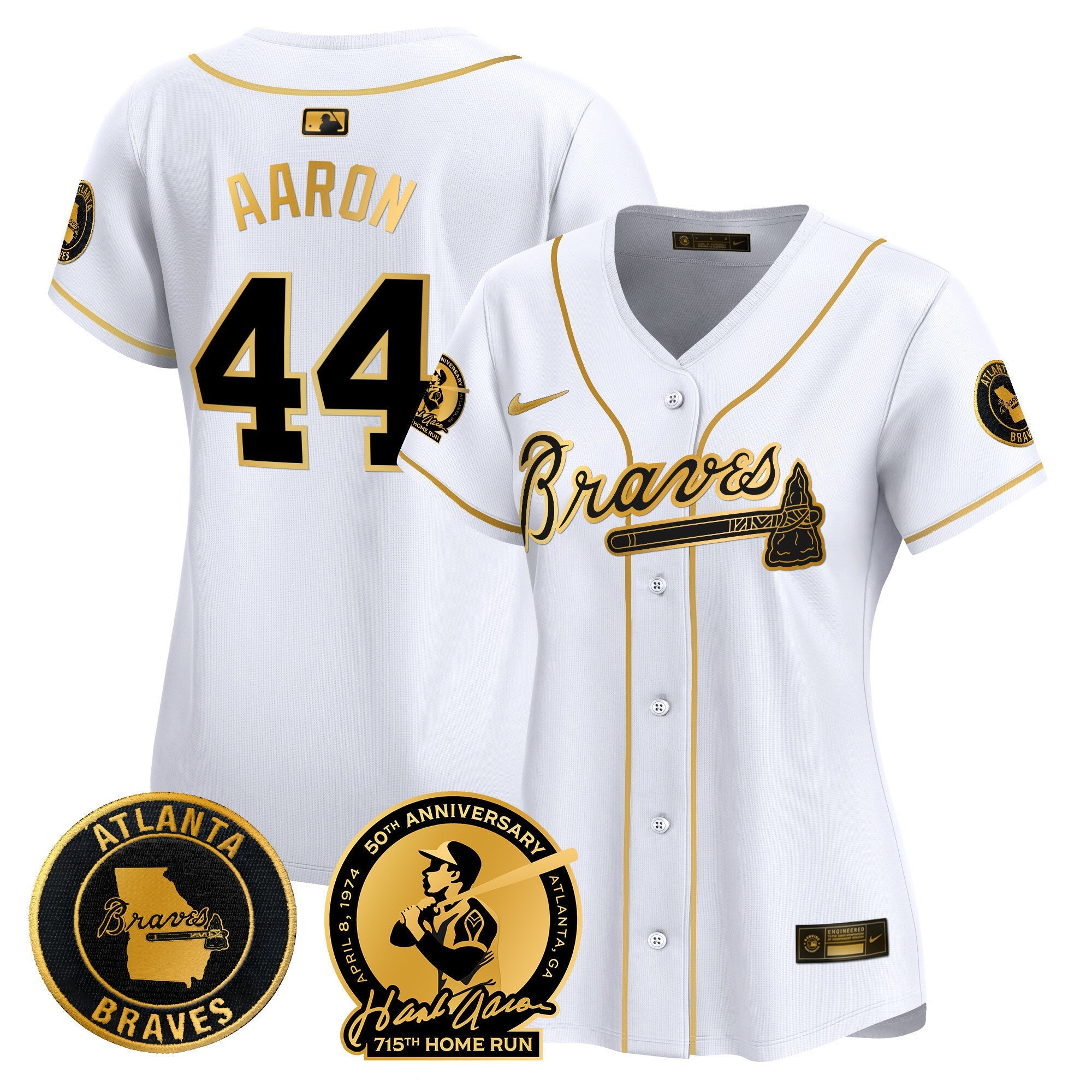 Women’s Atlanta Hank Aaron 715th Home Run Patch Vapor Premier Limited Jersey