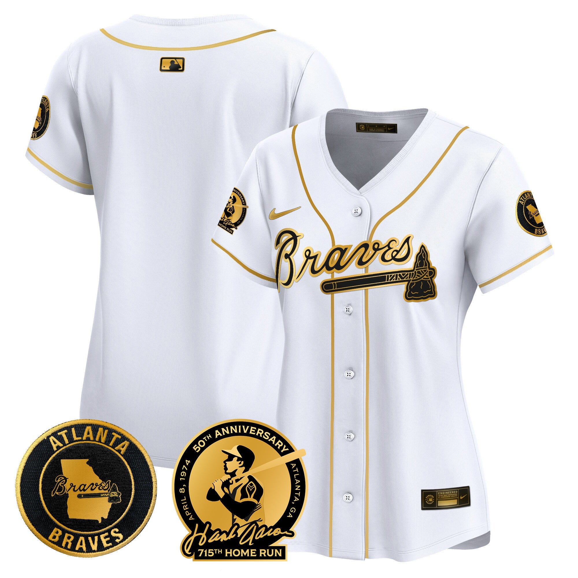 Women’s Atlanta Hank Aaron 715th Home Run Patch Vapor Premier Limited Jersey