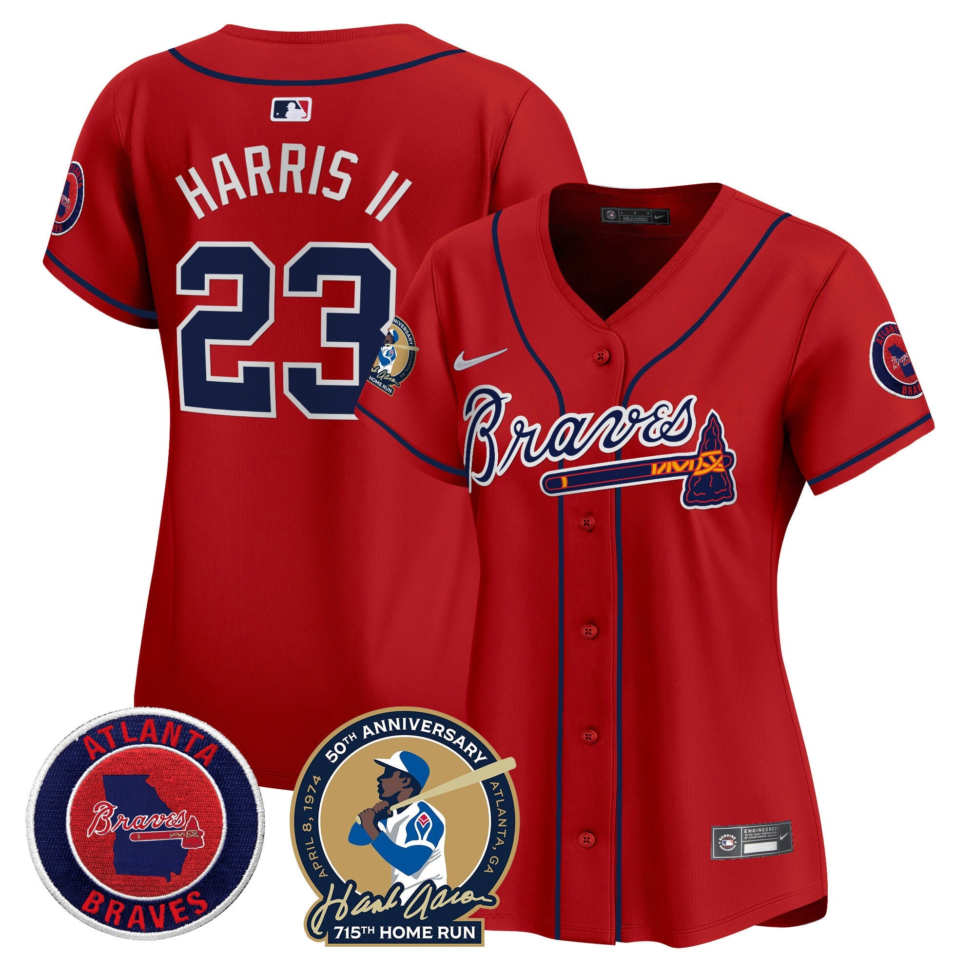 Women’s Atlanta Hank Aaron 715th Home Run Patch Vapor Premier Limited Jersey