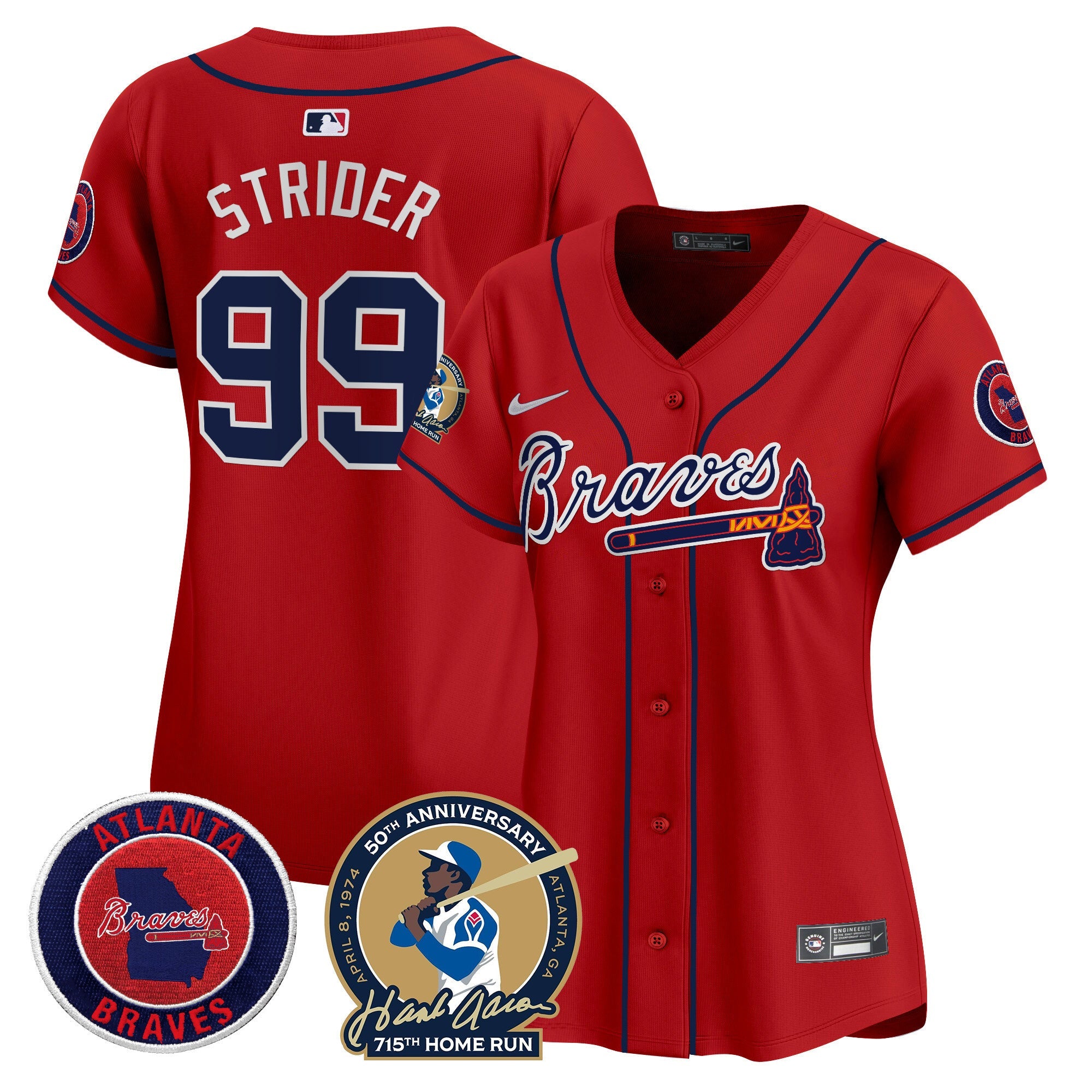 Women’s Atlanta Hank Aaron 715th Home Run Patch Vapor Premier Limited Jersey