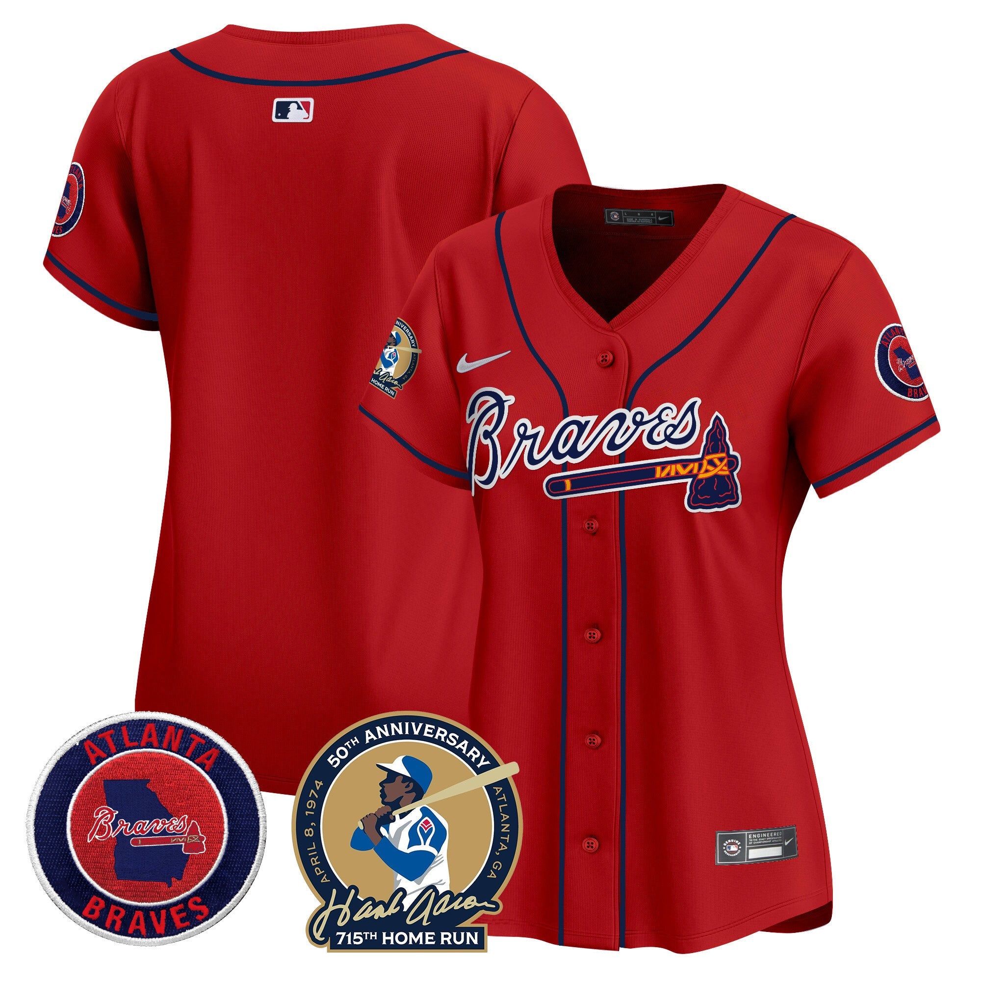 Women’s Atlanta Hank Aaron 715th Home Run Patch Vapor Premier Limited Jersey