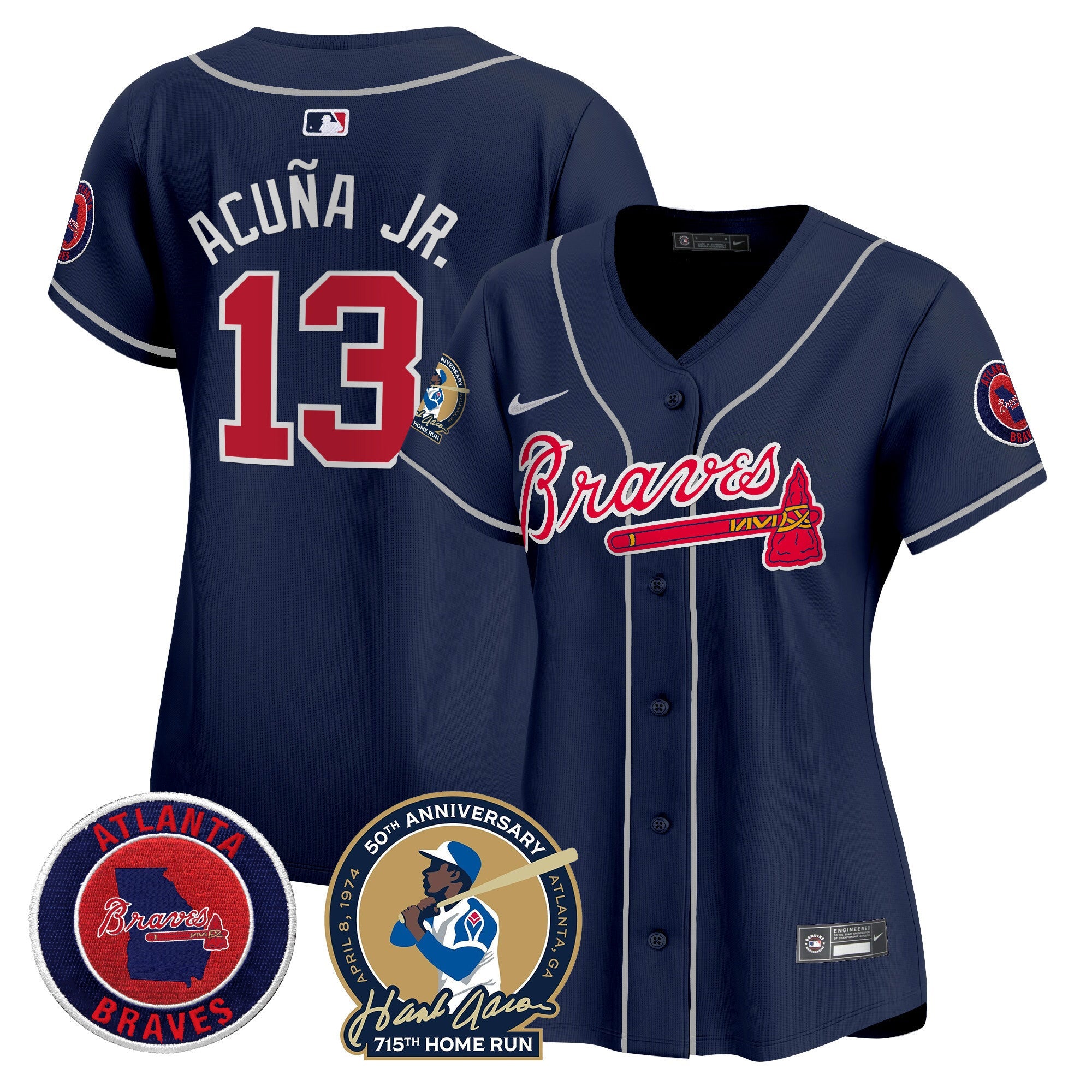 Women’s Atlanta Hank Aaron 715th Home Run Patch Vapor Premier Limited Jersey