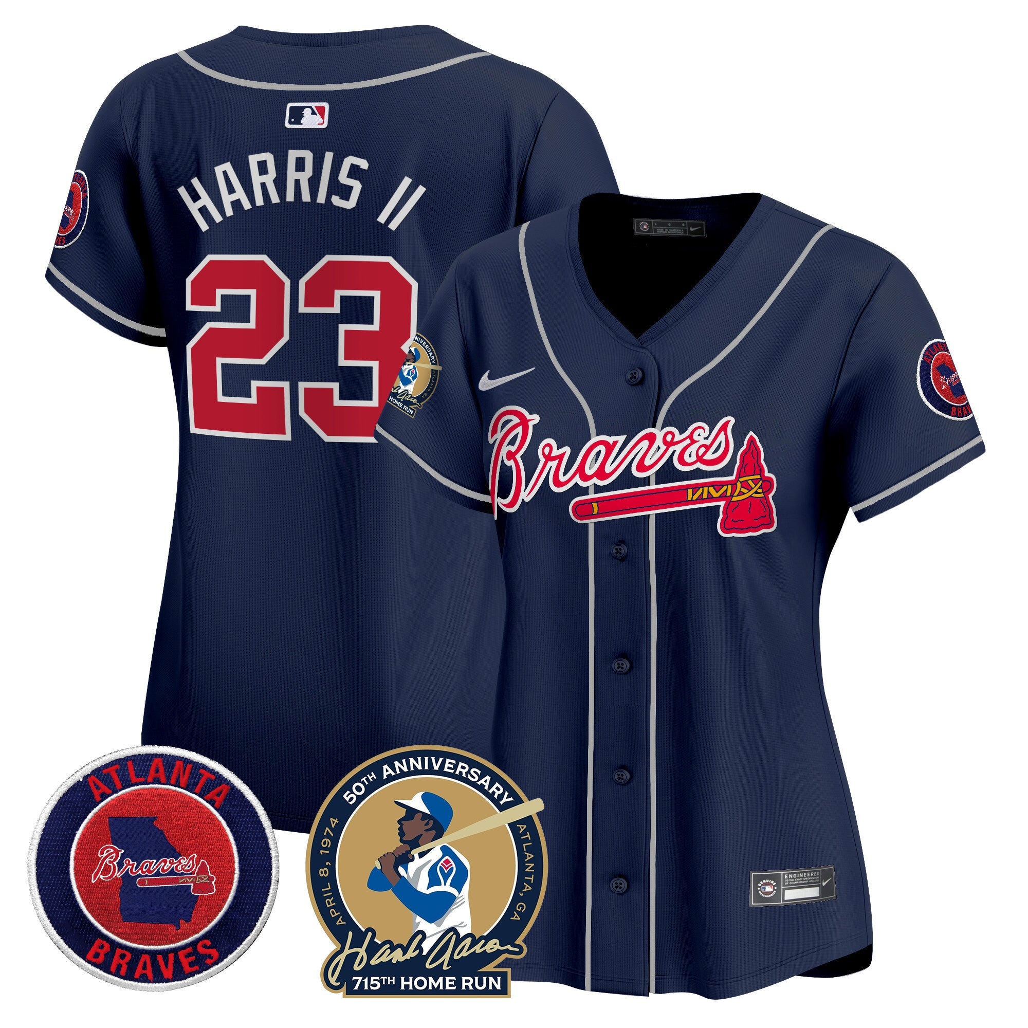 Women’s Atlanta Hank Aaron 715th Home Run Patch Vapor Premier Limited Jersey