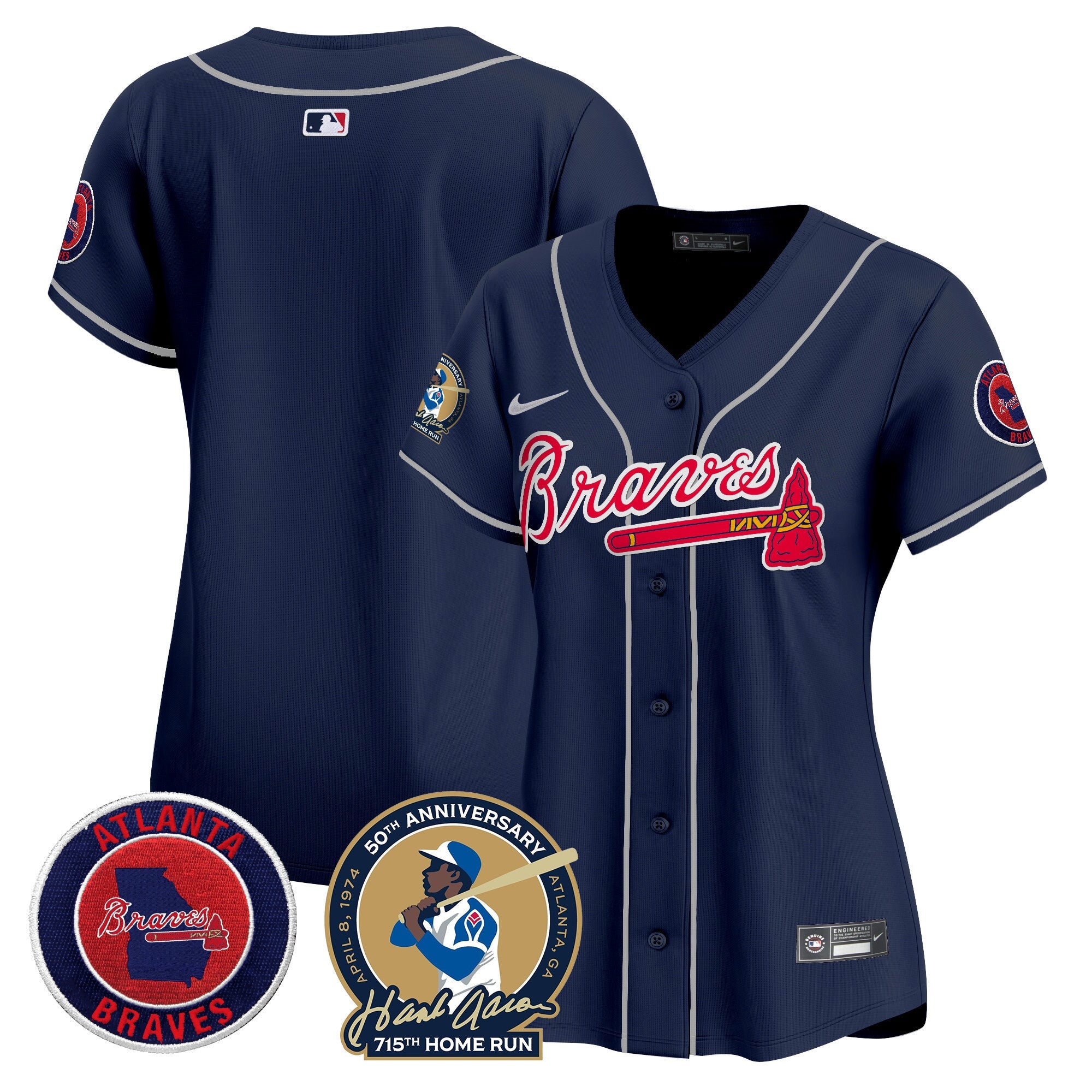 Women’s Atlanta Hank Aaron 715th Home Run Patch Vapor Premier Limited Jersey