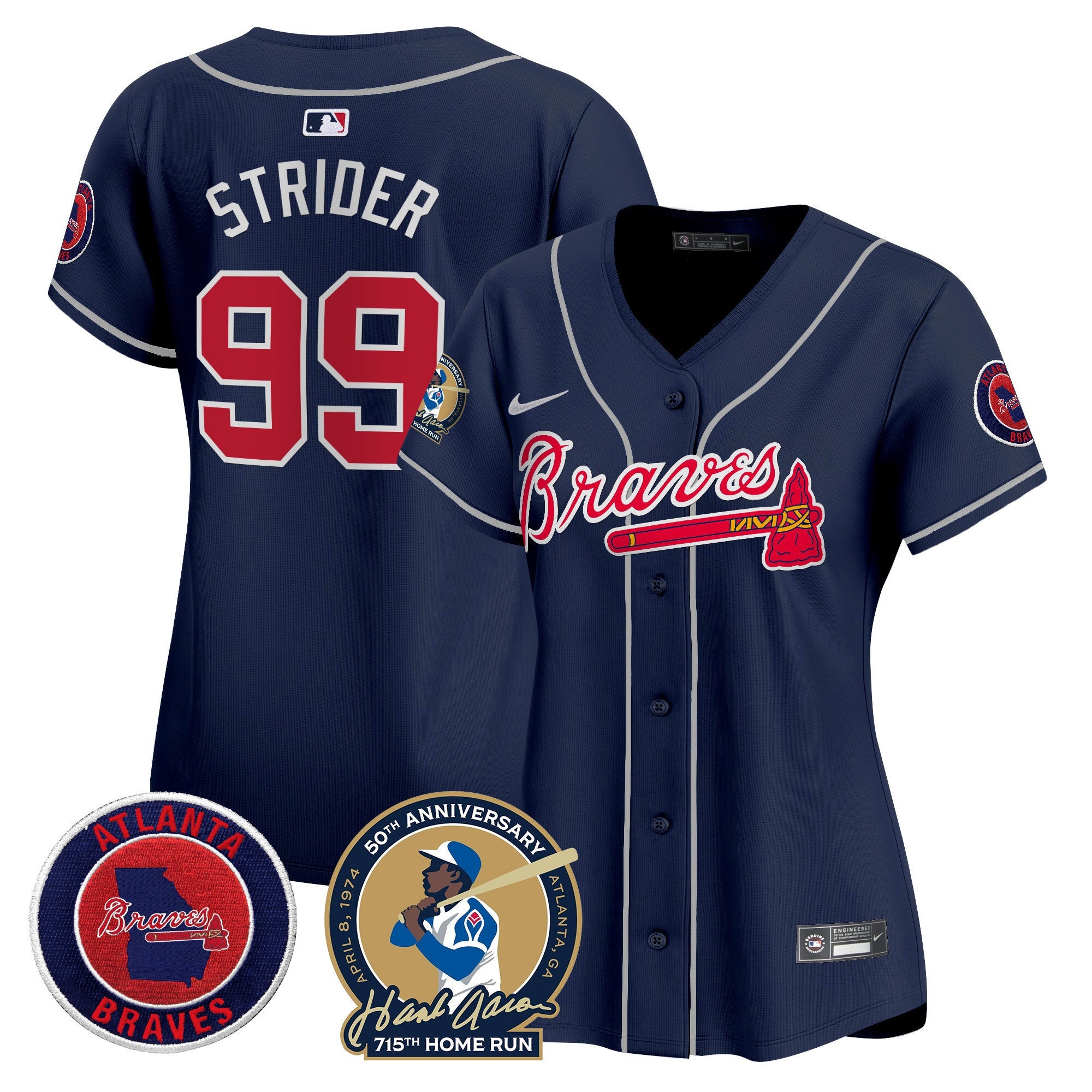 Women’s Atlanta Hank Aaron 715th Home Run Patch Vapor Premier Limited Jersey