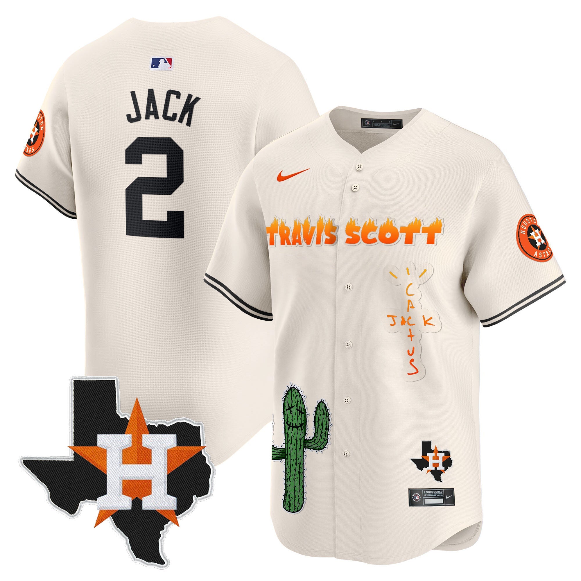 Men’s Houston Cactus Jack Patch Vapor Premier Limited Jersey V9 – Stitched