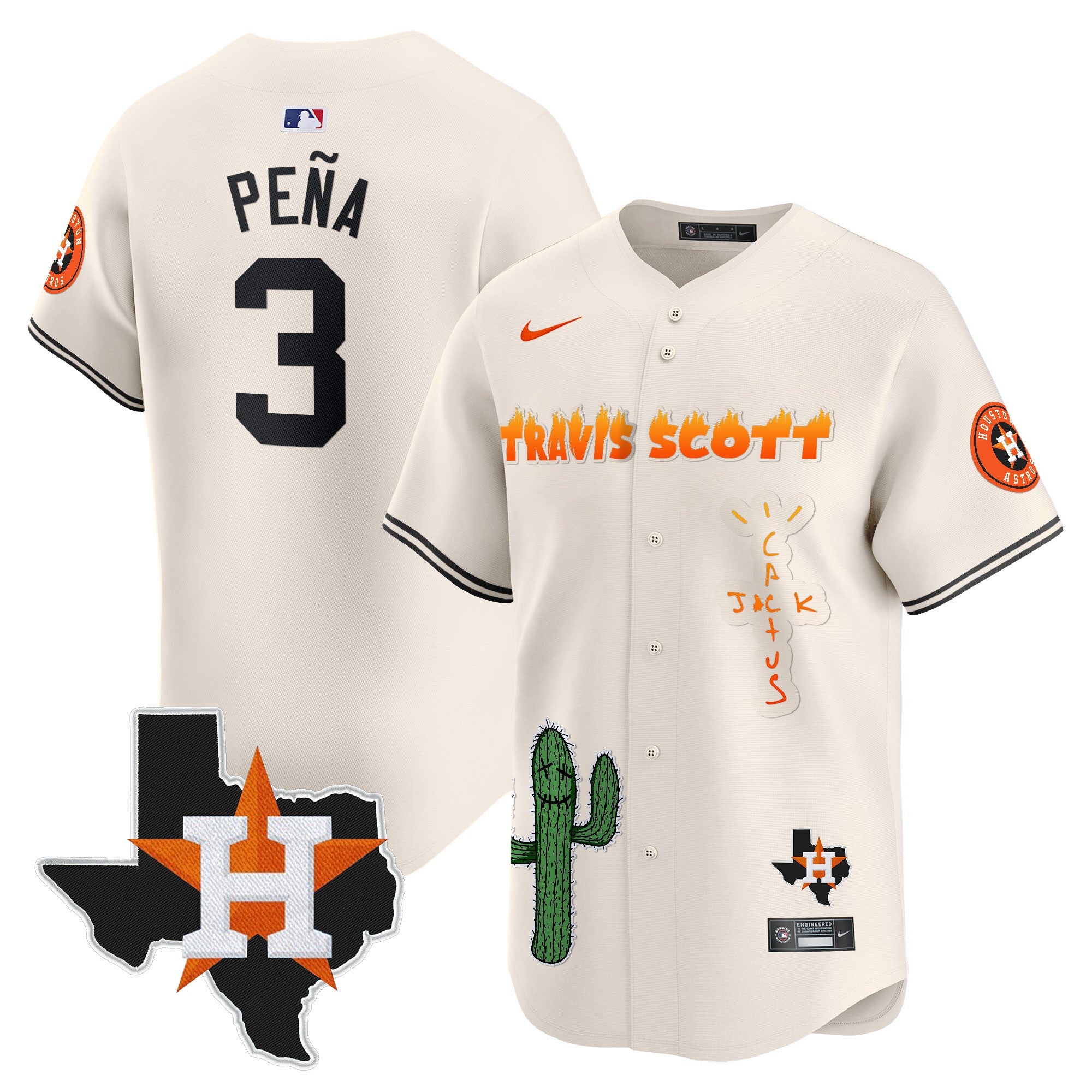 Men’s Houston Cactus Jack Patch Vapor Premier Limited Jersey V9 – Stitched