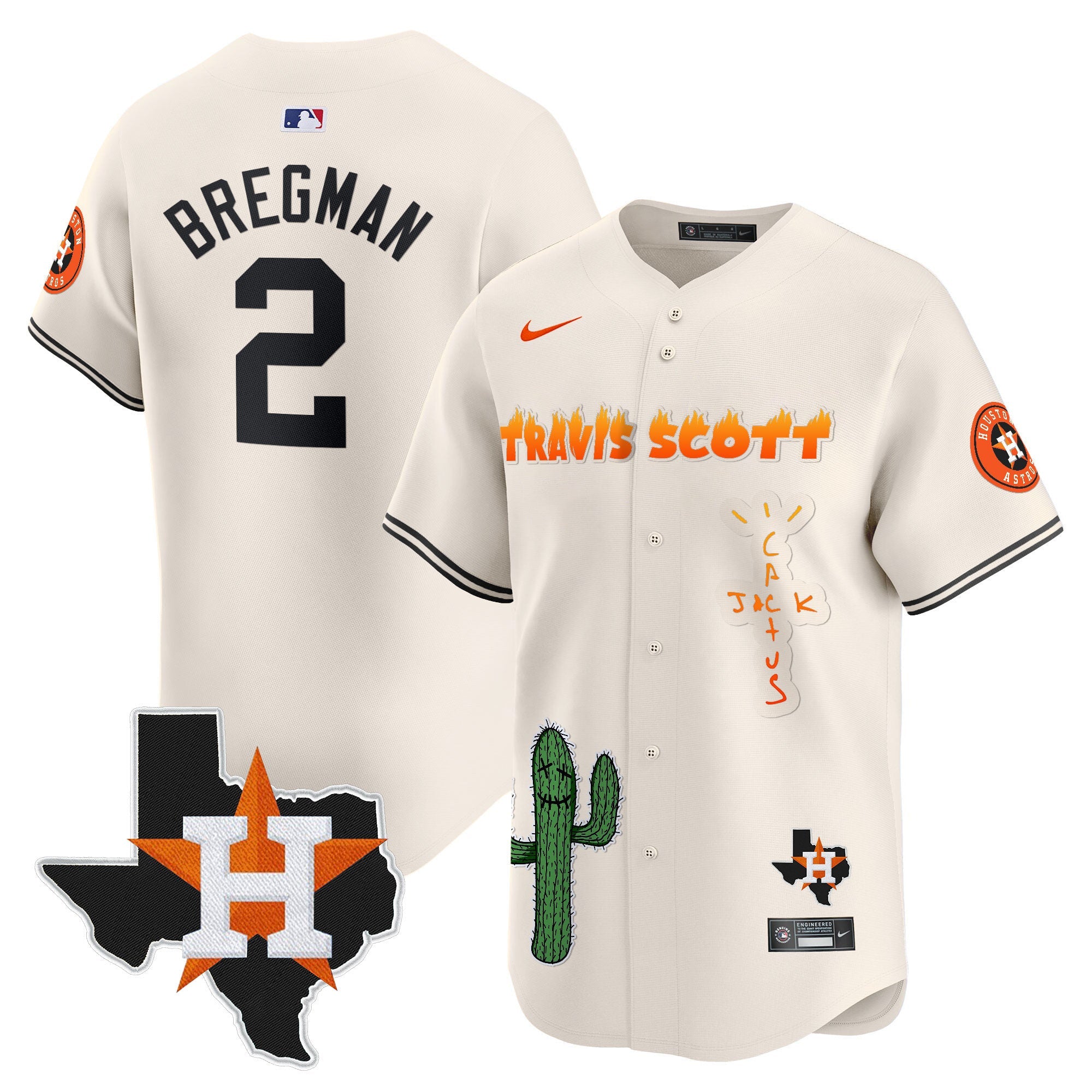 Men’s Houston Cactus Jack Patch Vapor Premier Limited Jersey V9 – Stitched