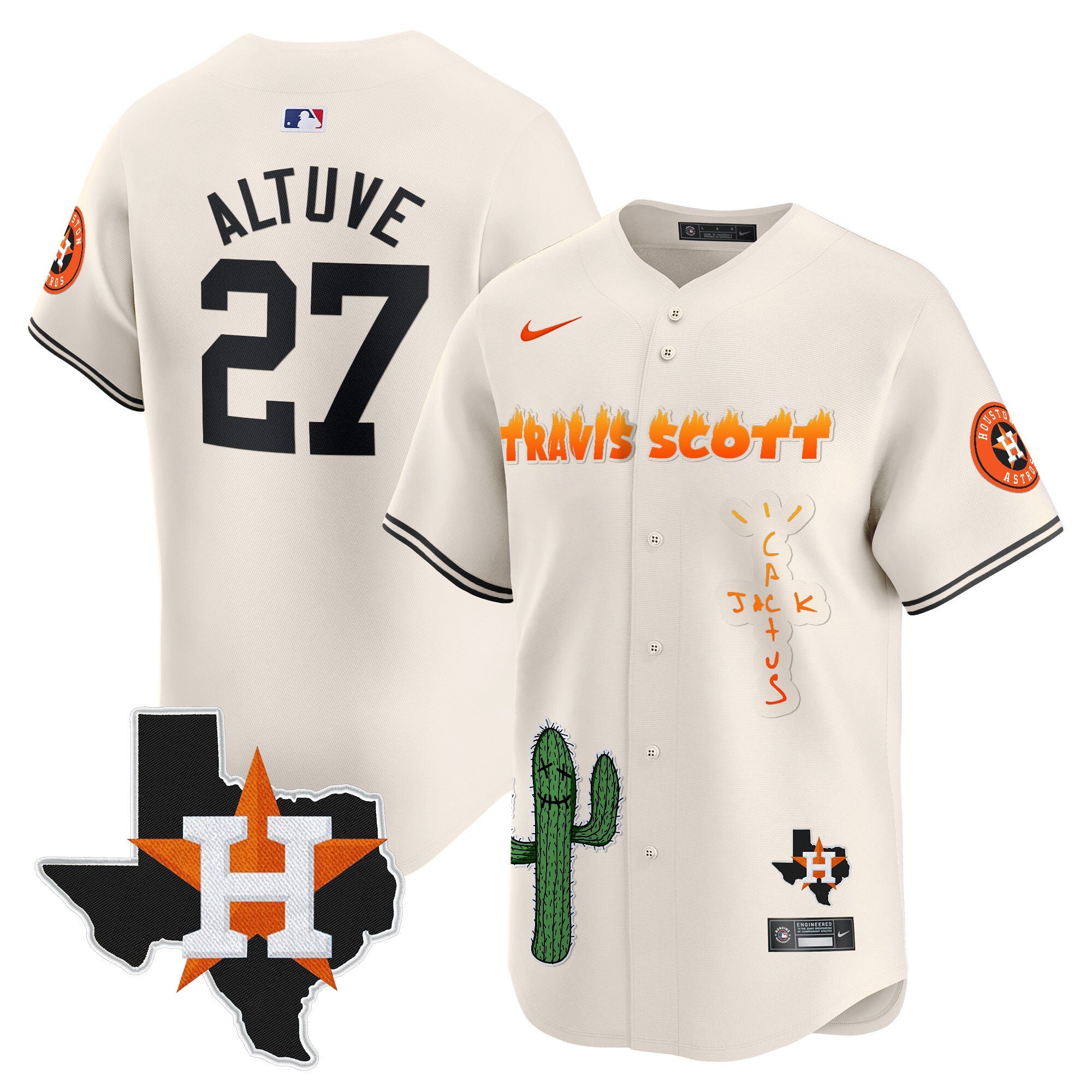 Men’s Houston Cactus Jack Patch Vapor Premier Limited Jersey V9 – Stitched