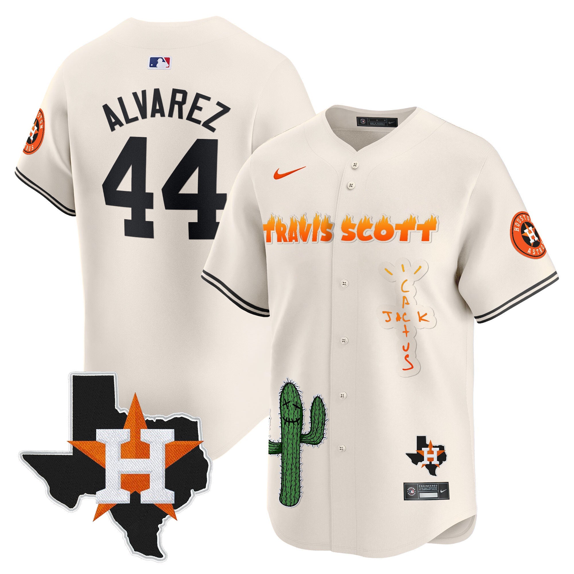 Men’s Houston Cactus Jack Patch Vapor Premier Limited Jersey V9 – Stitched