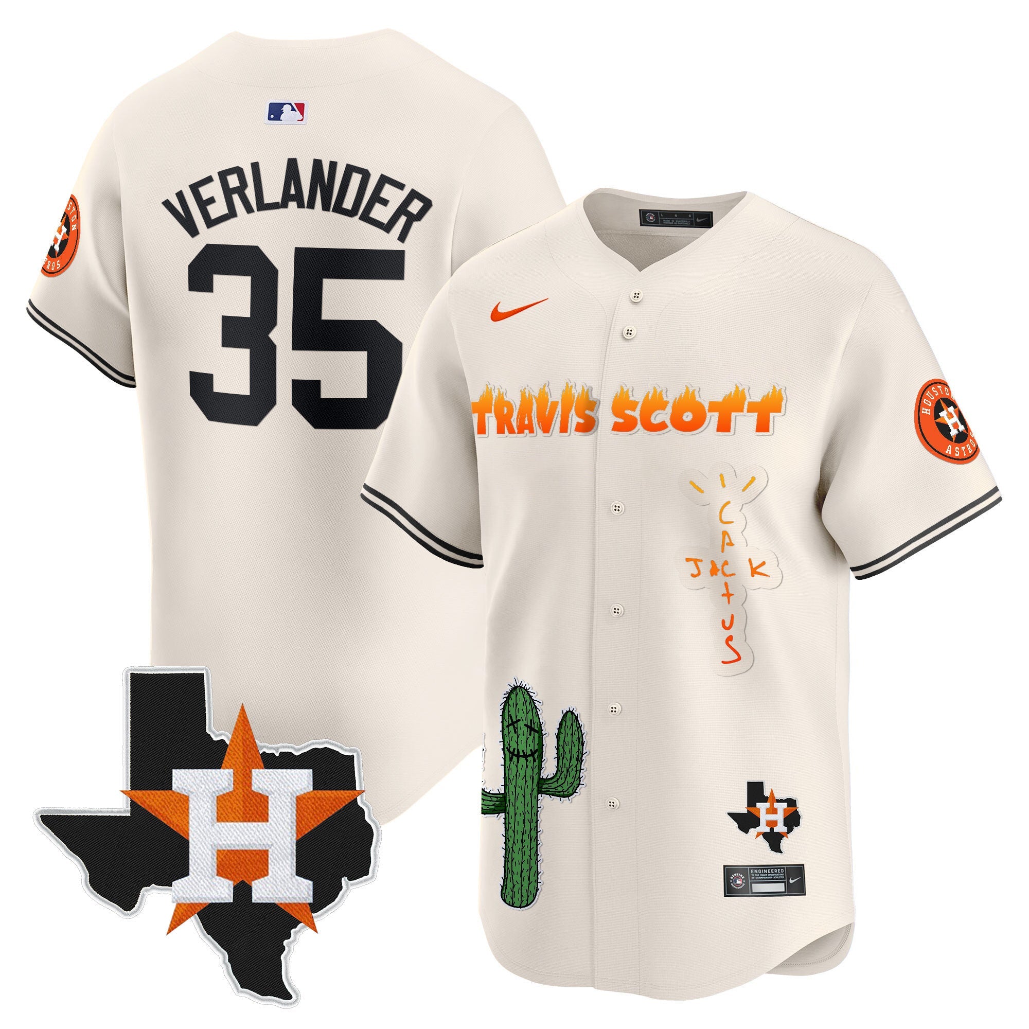 Men’s Houston Cactus Jack Patch Vapor Premier Limited Jersey V9 – Stitched
