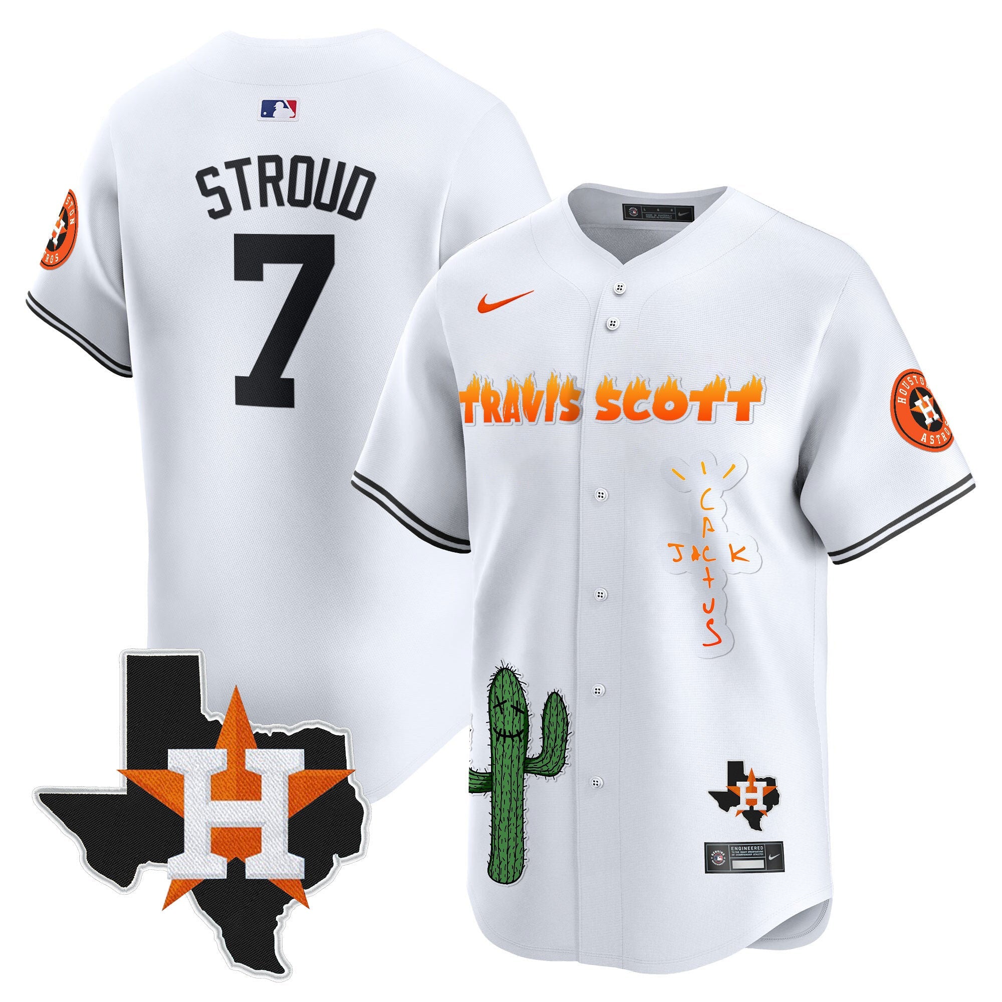 Men’s Houston Cactus Jack Patch Vapor Premier Limited Jersey V9 – Stitched