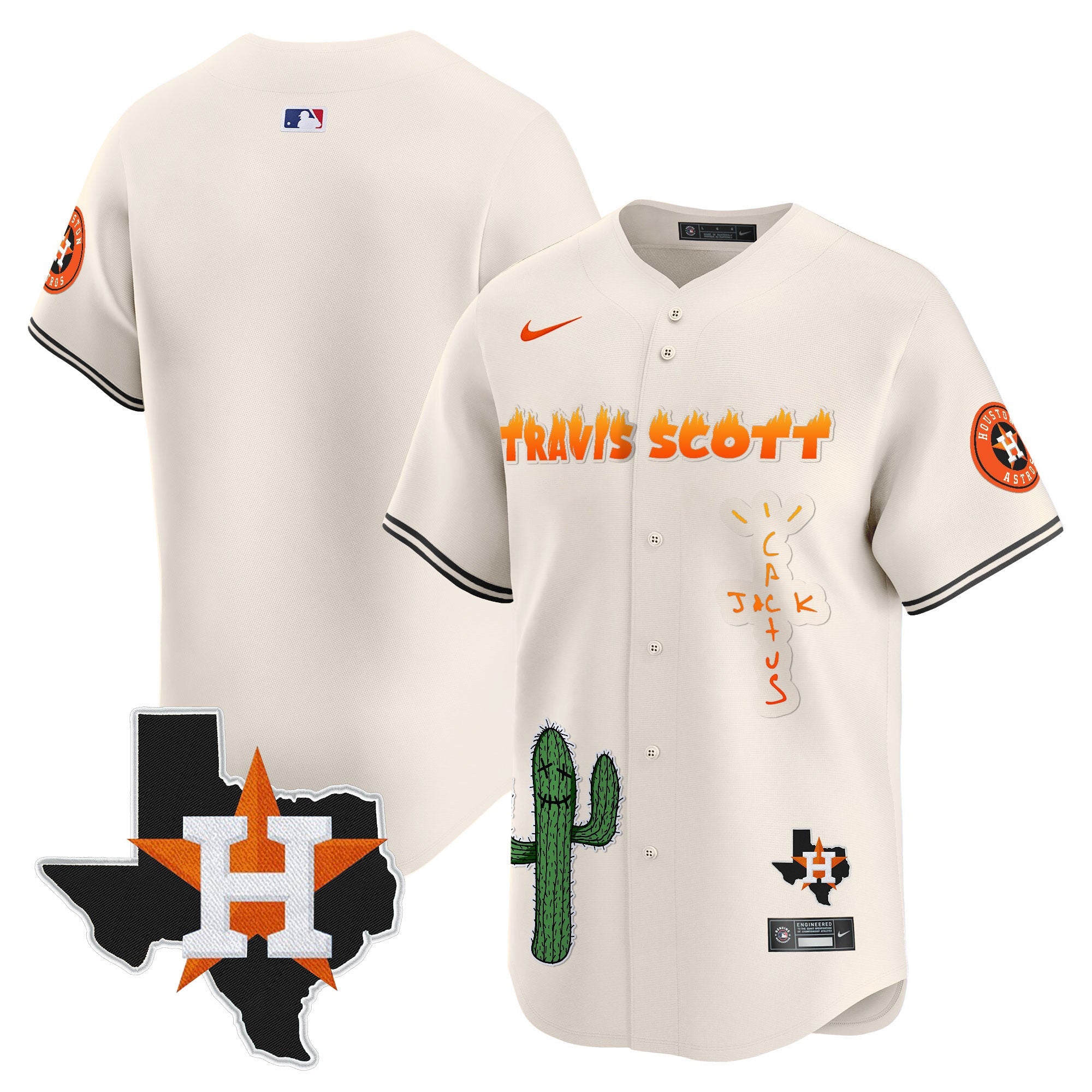 Men’s Houston Cactus Jack Patch Vapor Premier Limited Jersey V9 – Stitched