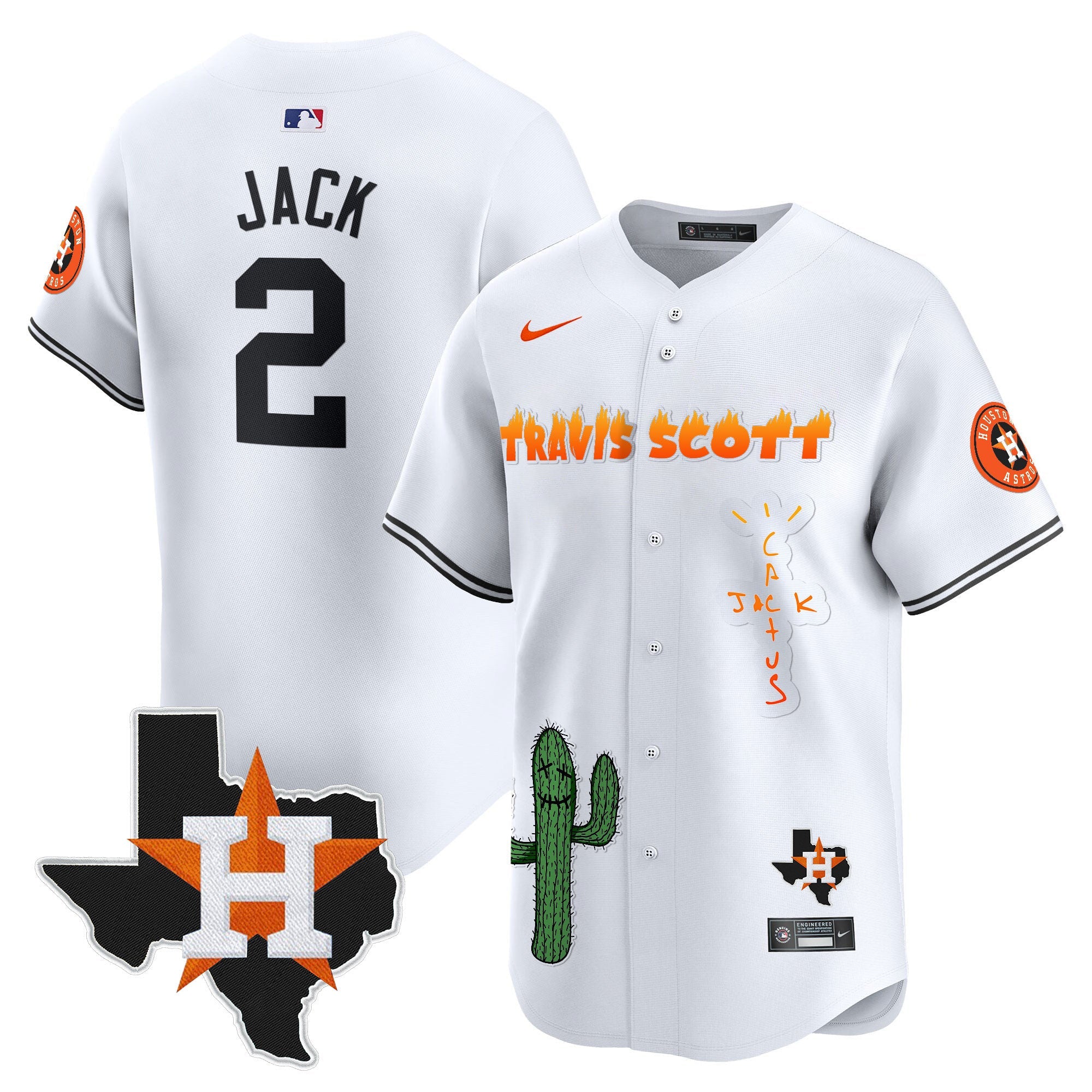 Men’s Houston Cactus Jack Patch Vapor Premier Limited Jersey V9 – Stitched