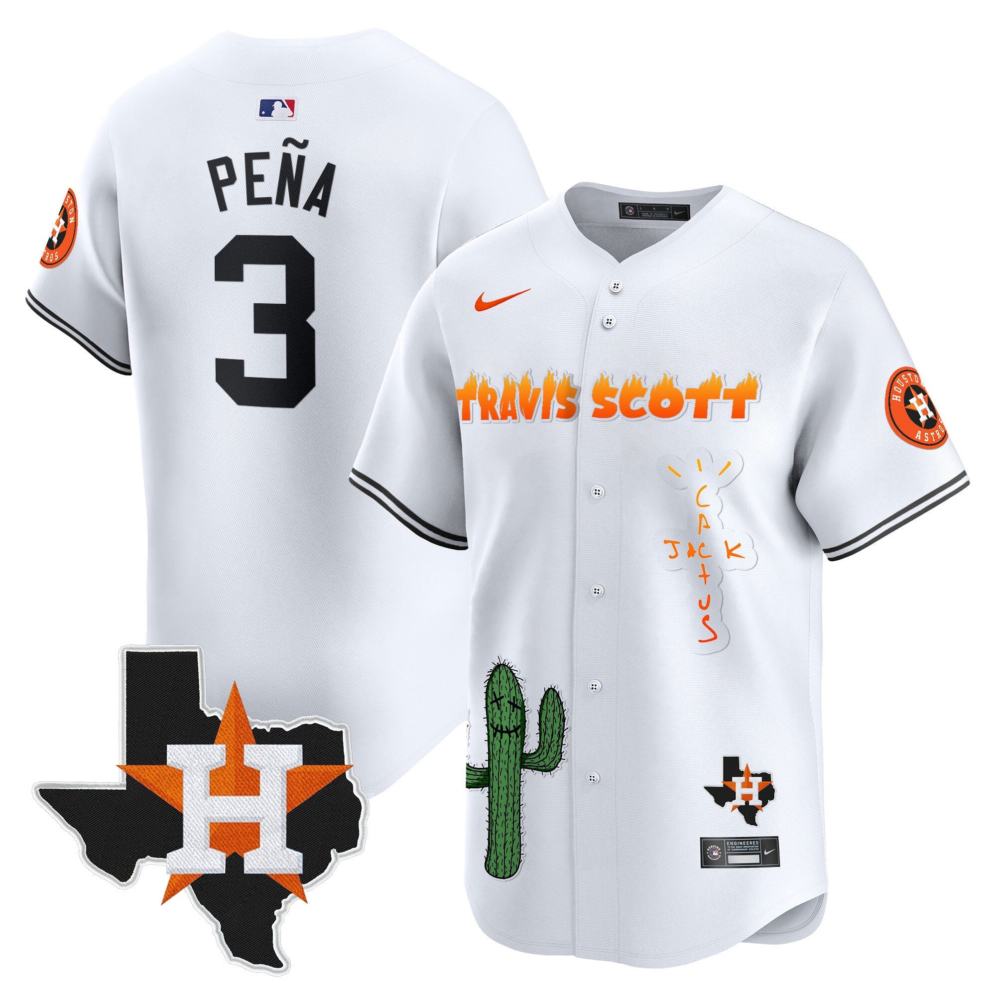 Men’s Houston Cactus Jack Patch Vapor Premier Limited Jersey V9 – Stitched