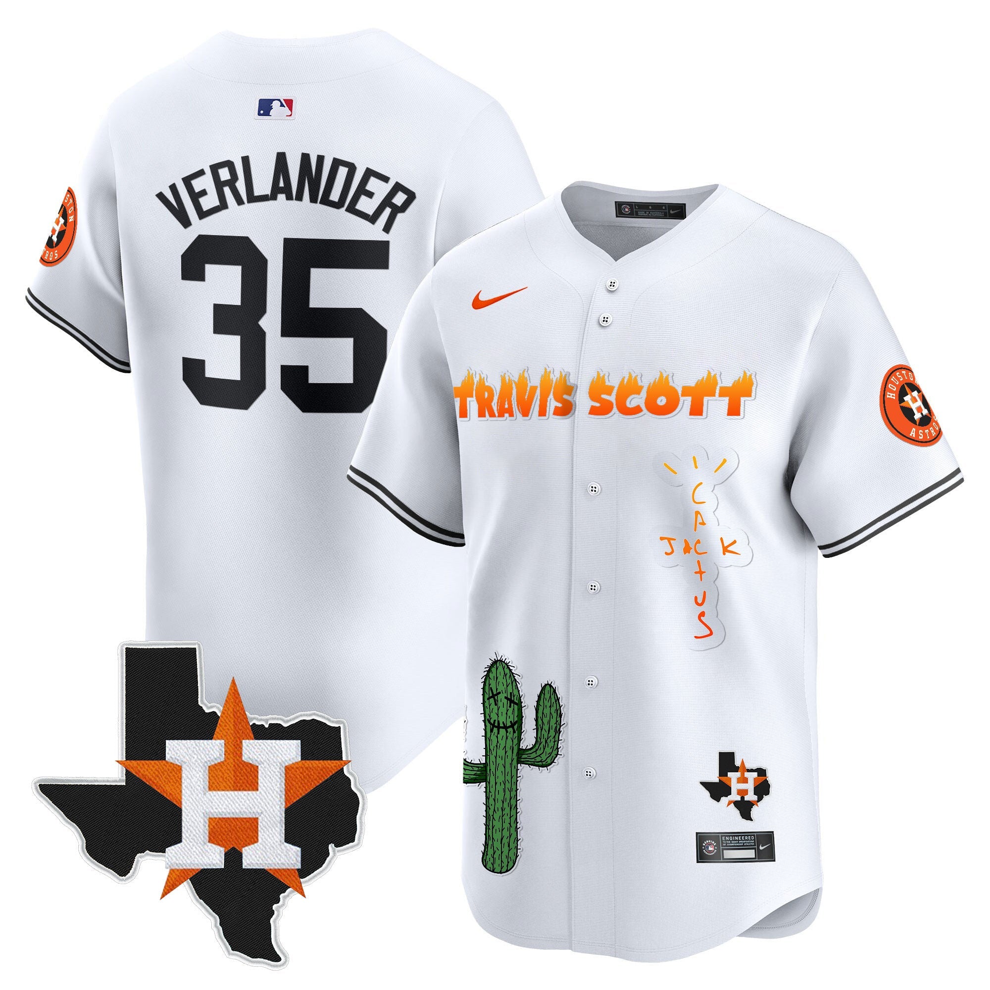 Men’s Houston Cactus Jack Patch Vapor Premier Limited Jersey V9 – Stitched