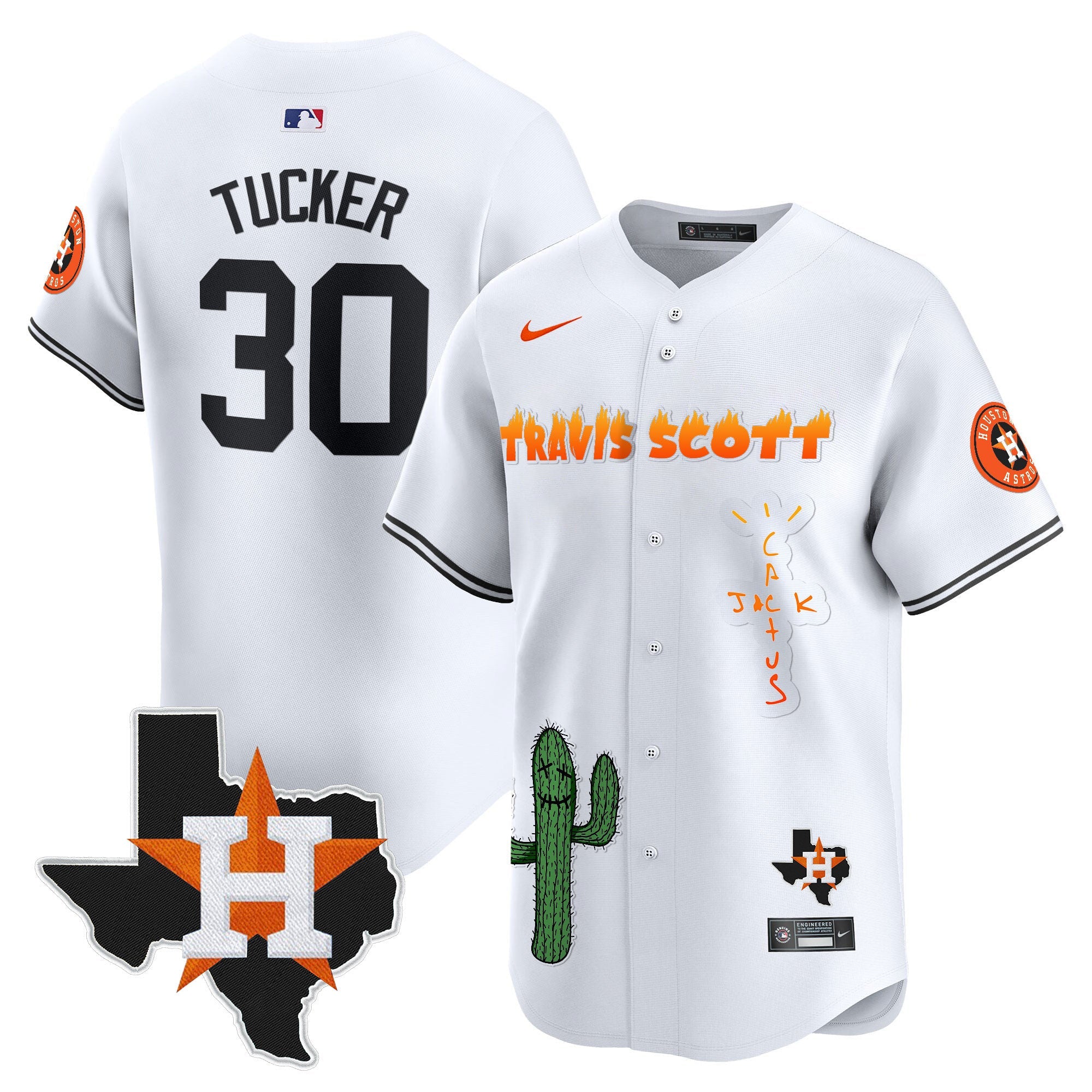 Men’s Houston Cactus Jack Patch Vapor Premier Limited Jersey V9 – Stitched